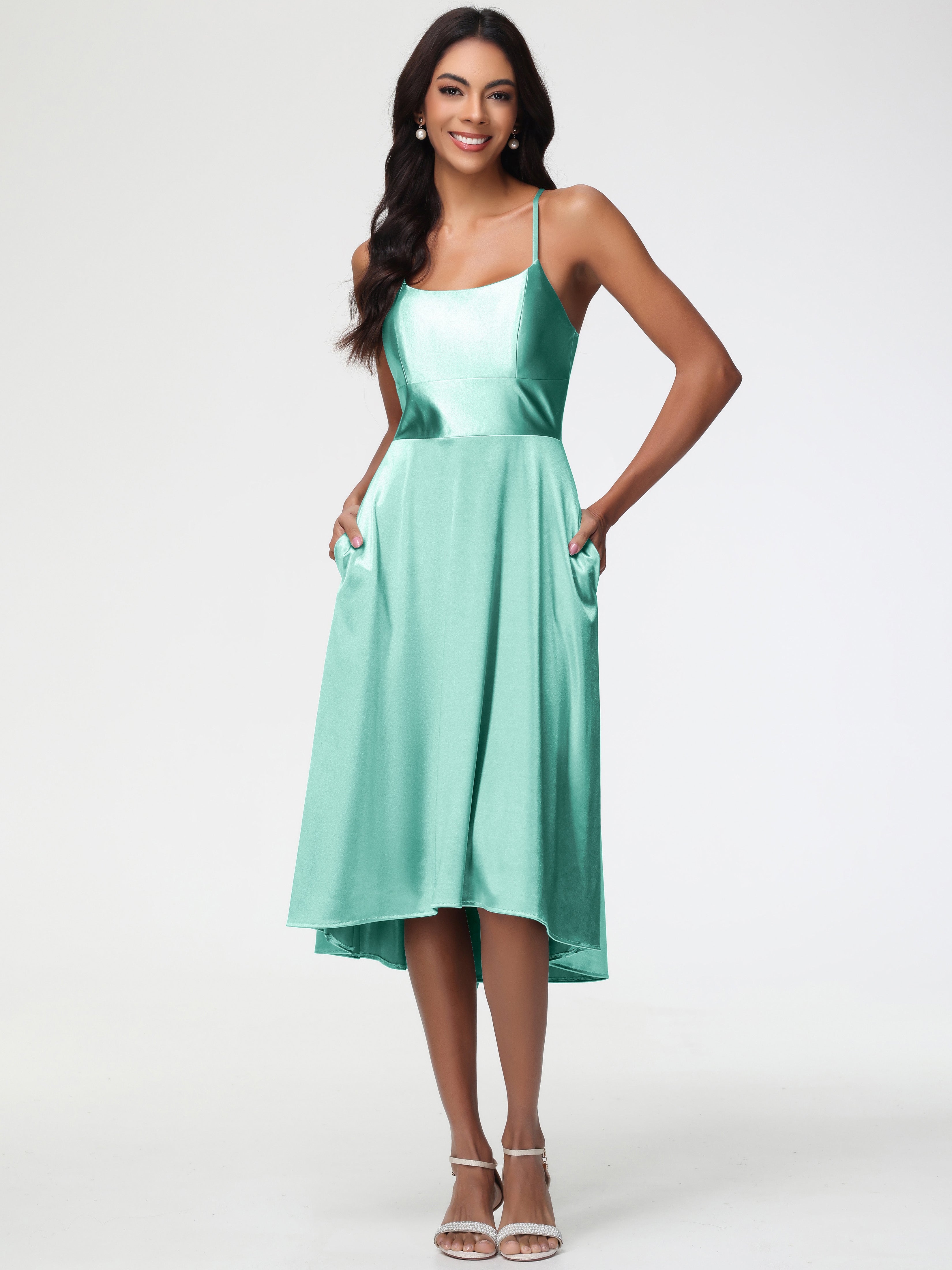 Mint Green Short Prom Dresses Minimalist A Line Spaghetti Straps Sleev Mint Green Short Prom Dresses Minimalist A Line Spaghetti Straps Sleev