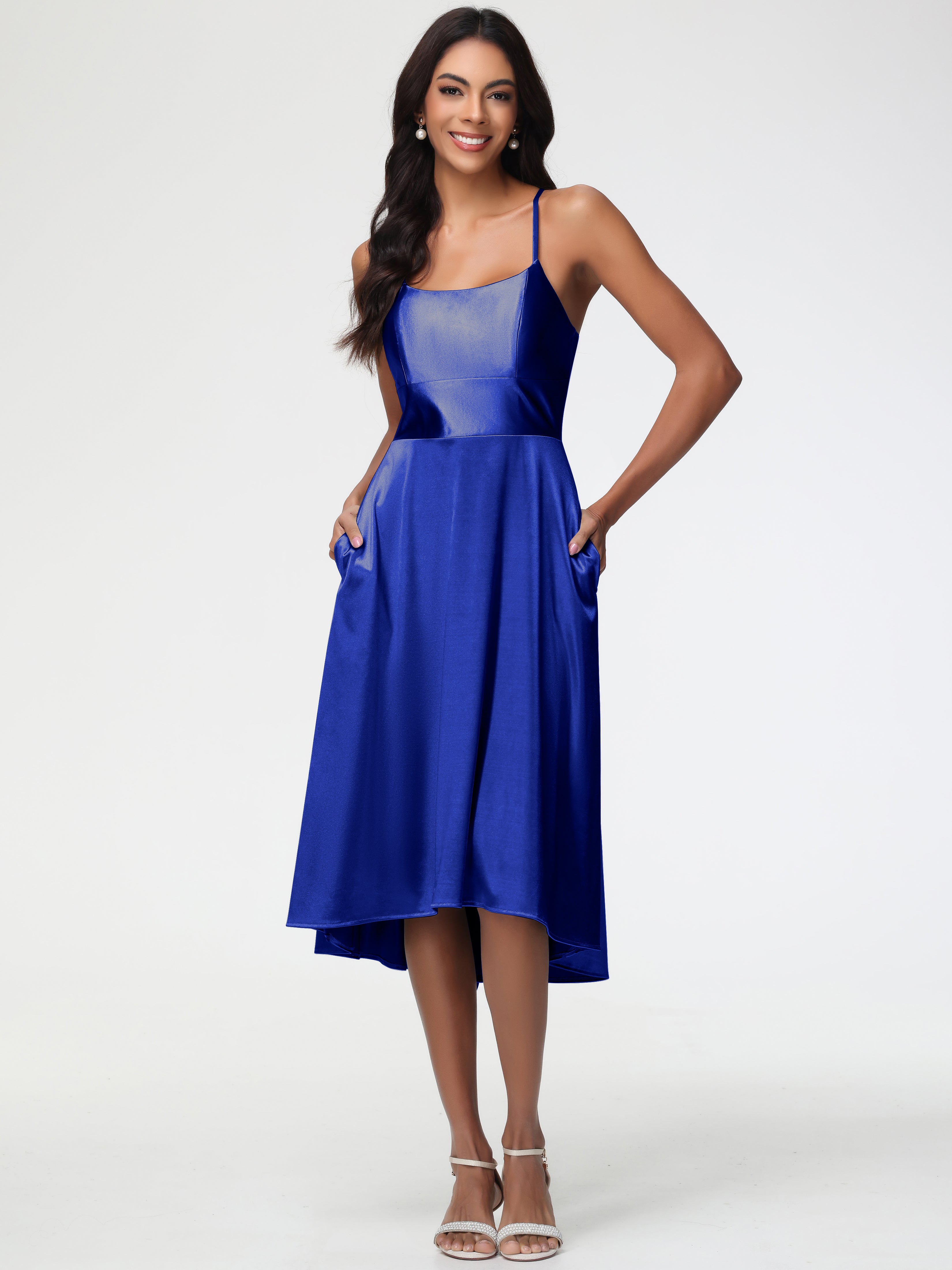 Royal Blue Prom Dresses Short Minimalist A Line Spaghetti Straps Sleev Royal Blue Prom Dresses Short Minimalist A Line Spaghetti Straps Sleev