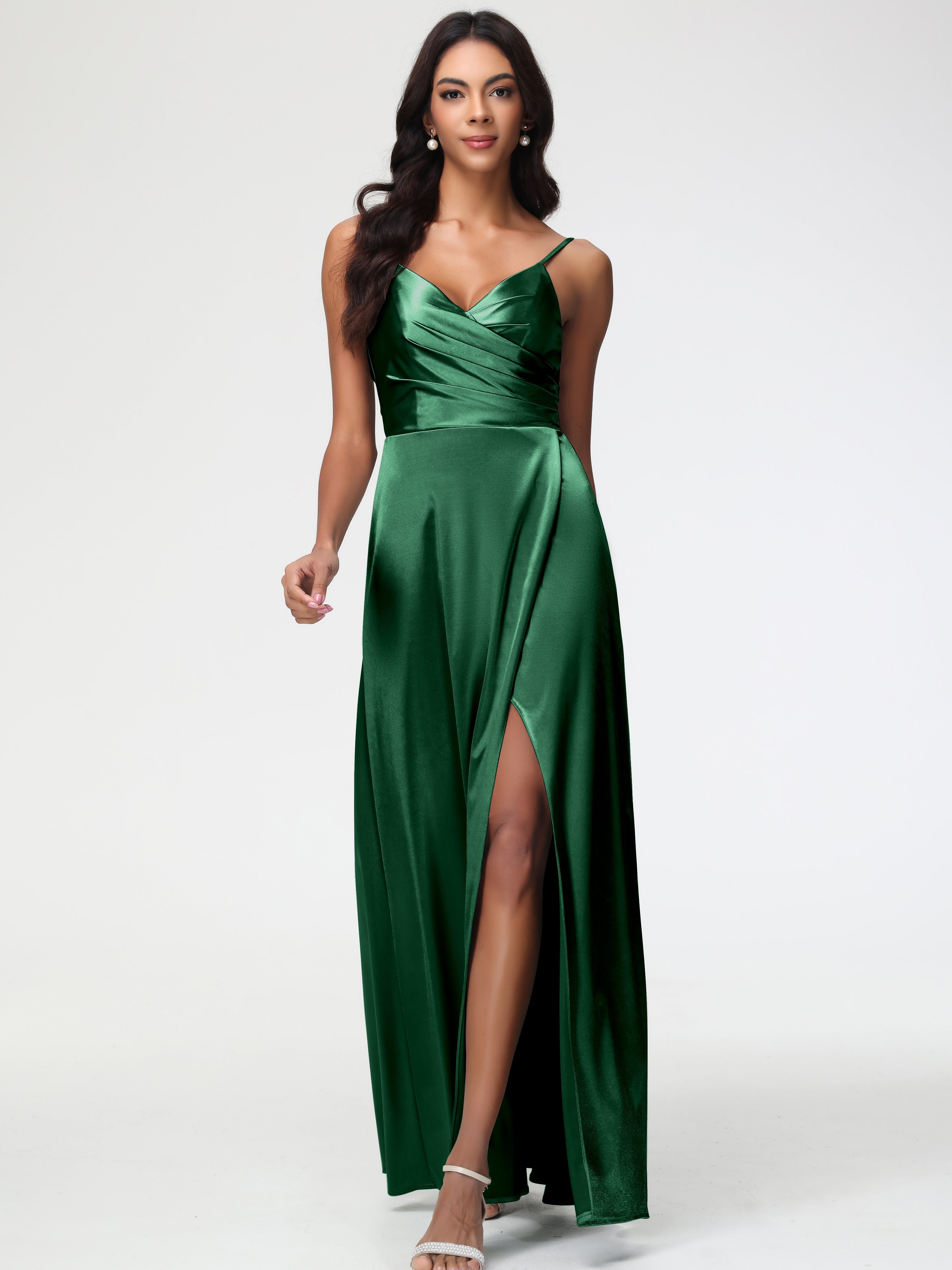 Modest Dark Green Bridesmaid Dresses Spaghetti Straps Pleated Sleevele Modest Dark Green Bridesmaid Dresses Spaghetti Straps Pleated Sleevele
