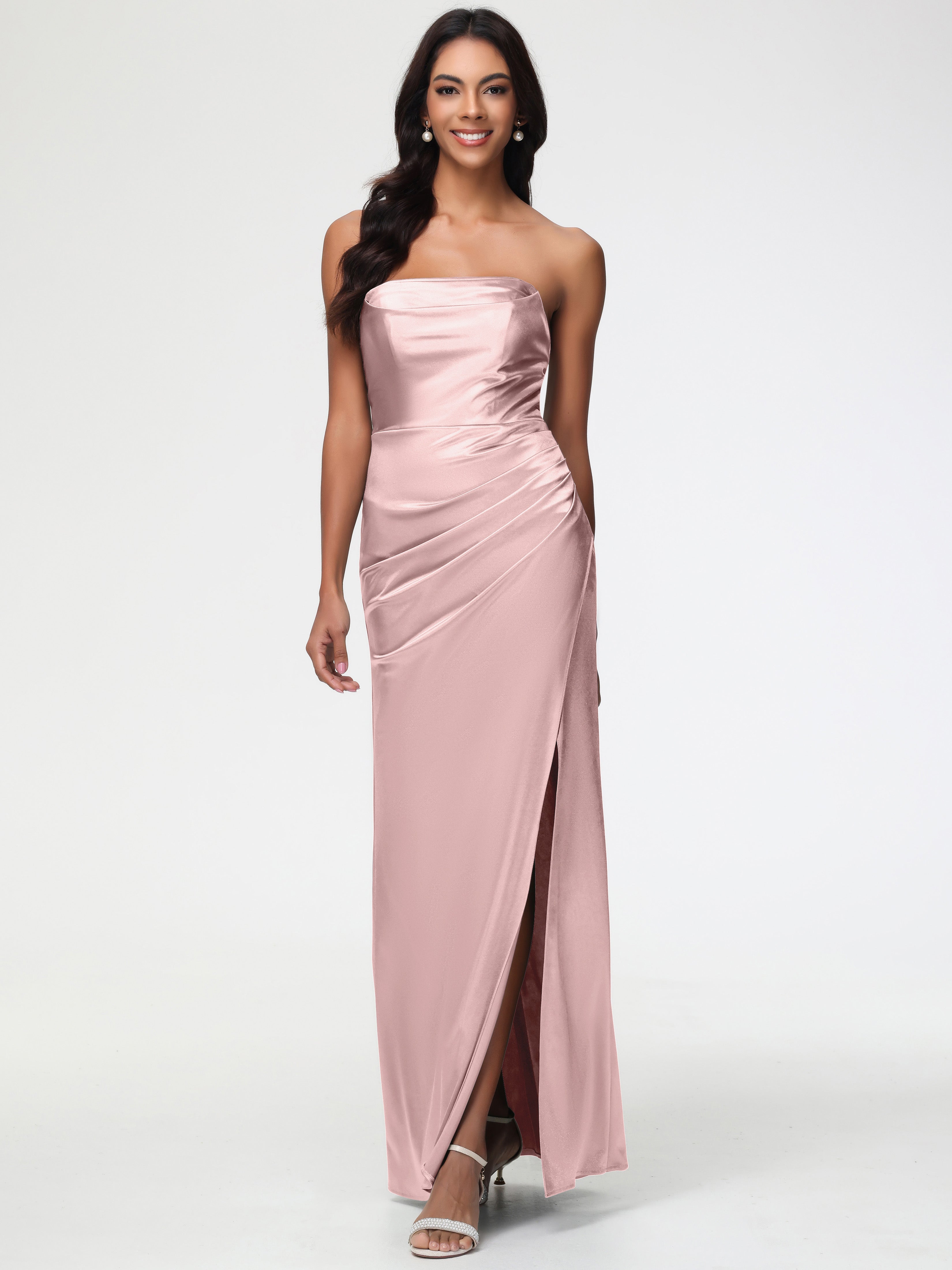 Dusty Rose Colour Bridesmaid Dresses Strapless Sheath/Column Pleats St Dusty Rose Colour Bridesmaid Dresses Strapless Sheath/Column Pleats St