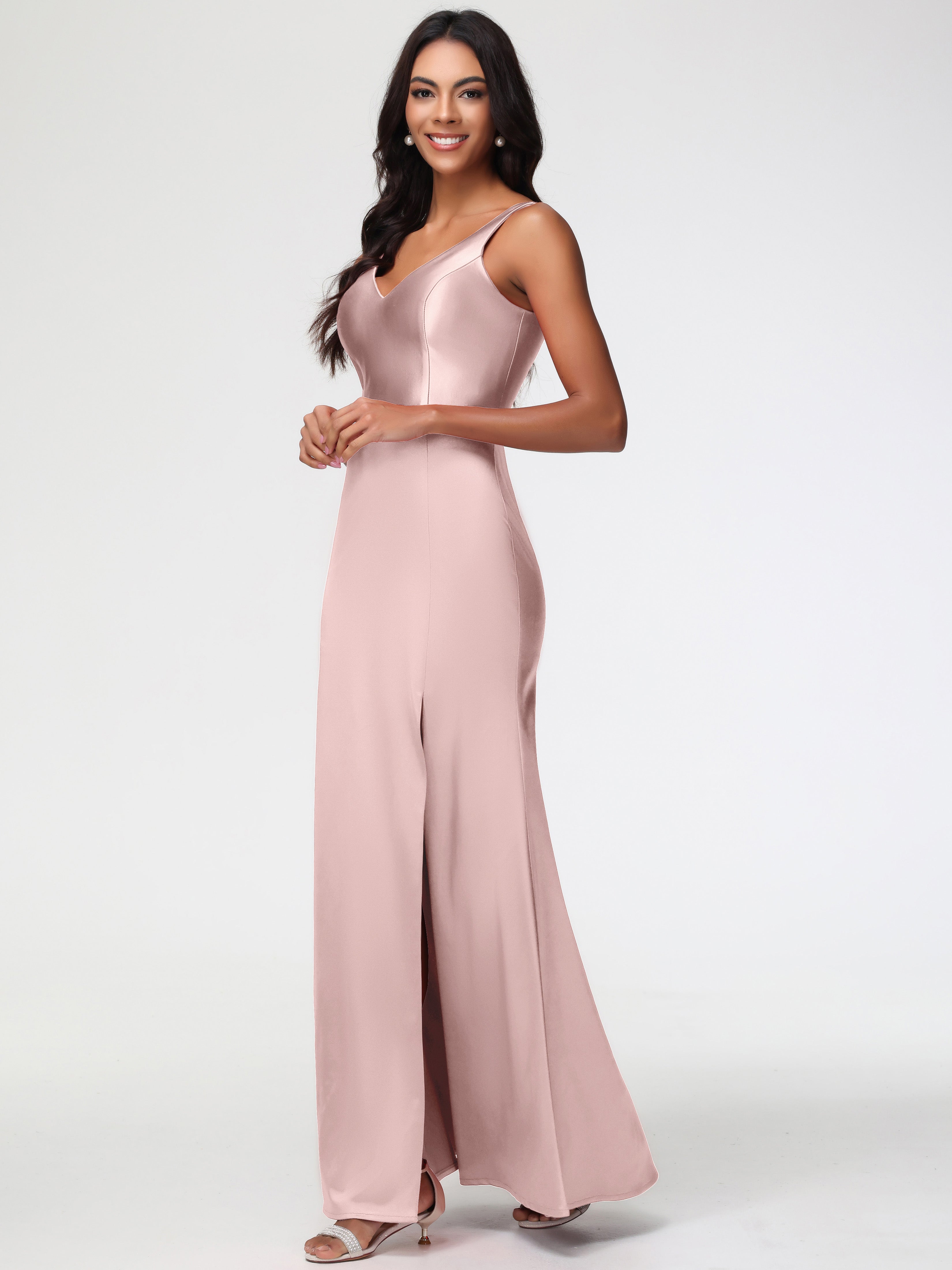 Dusty Rose Bridesmaid Dresses Modest Elegant Sleeveless Sheath/Column Dusty Rose Bridesmaid Dresses Modest Elegant Sleeveless Sheath/Column
