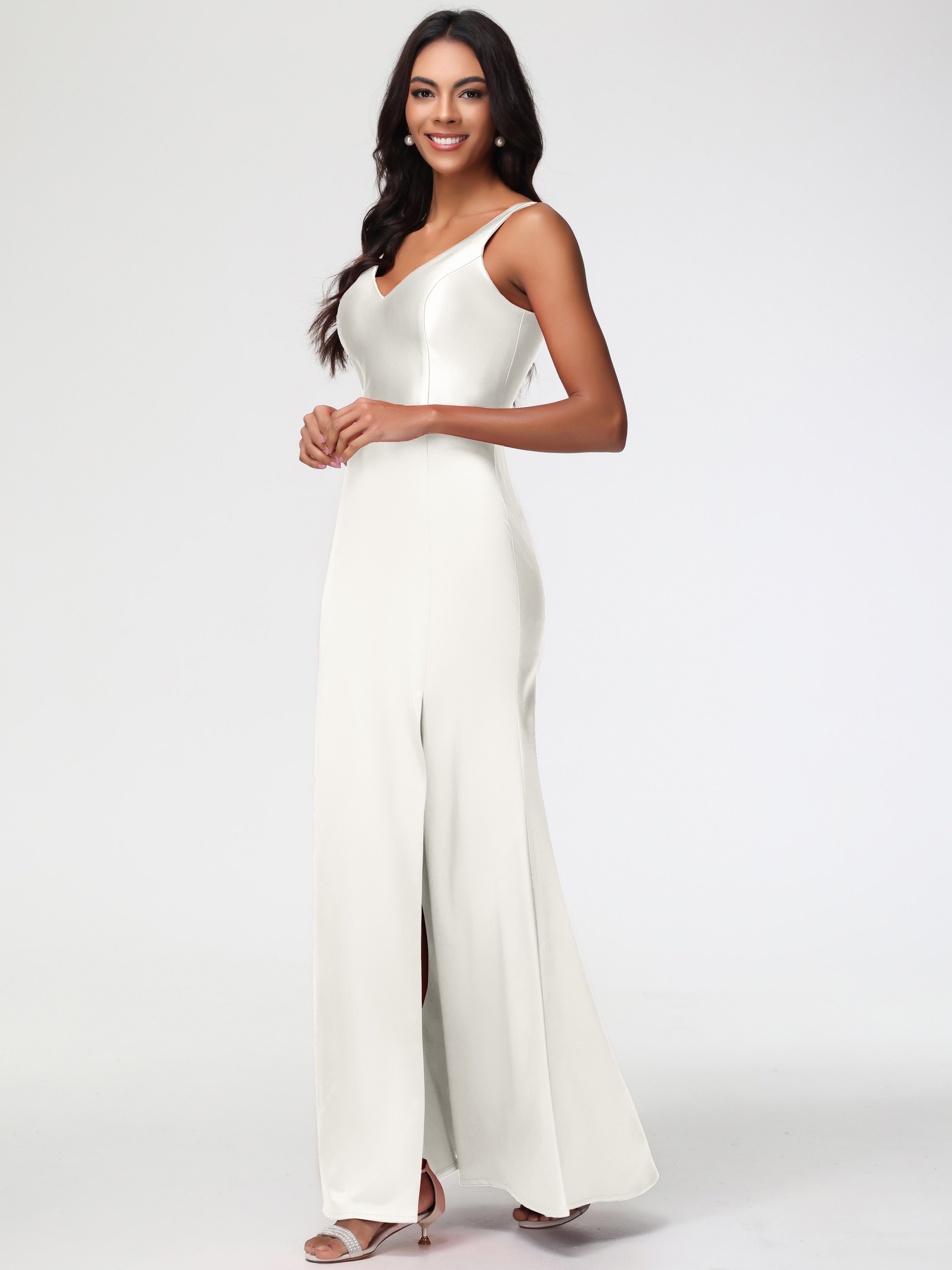 Ivory Colored Prom Dresses Elegant Sleeveless Sheath/Column V-Neck Flo Ivory Colored Prom Dresses Elegant Sleeveless Sheath/Column V-Neck Flo