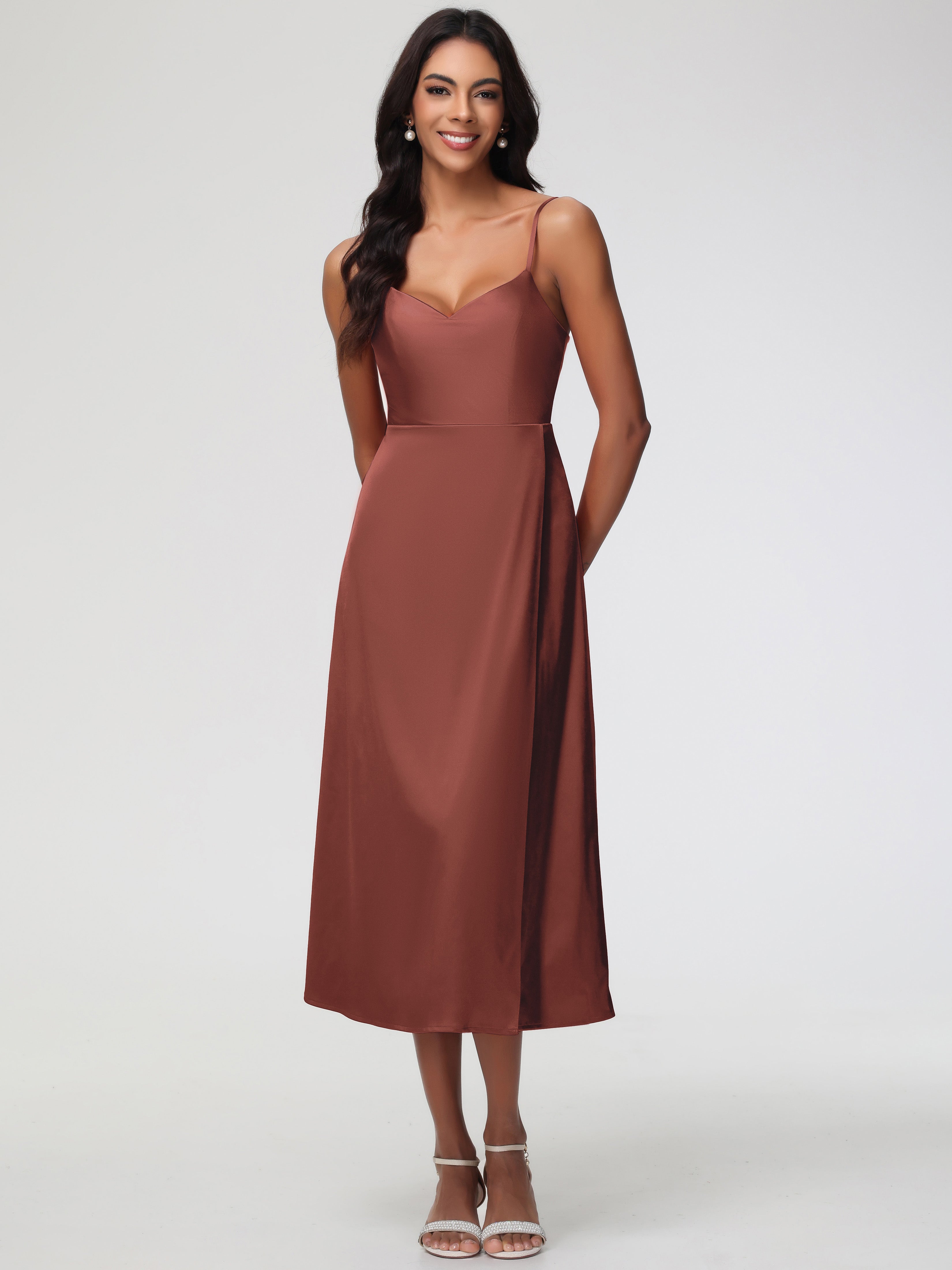 terracotta satin bridesmaid dress 20 Terracotta and Rust Bridesmaid Dresses: Revelry Skye Gown
