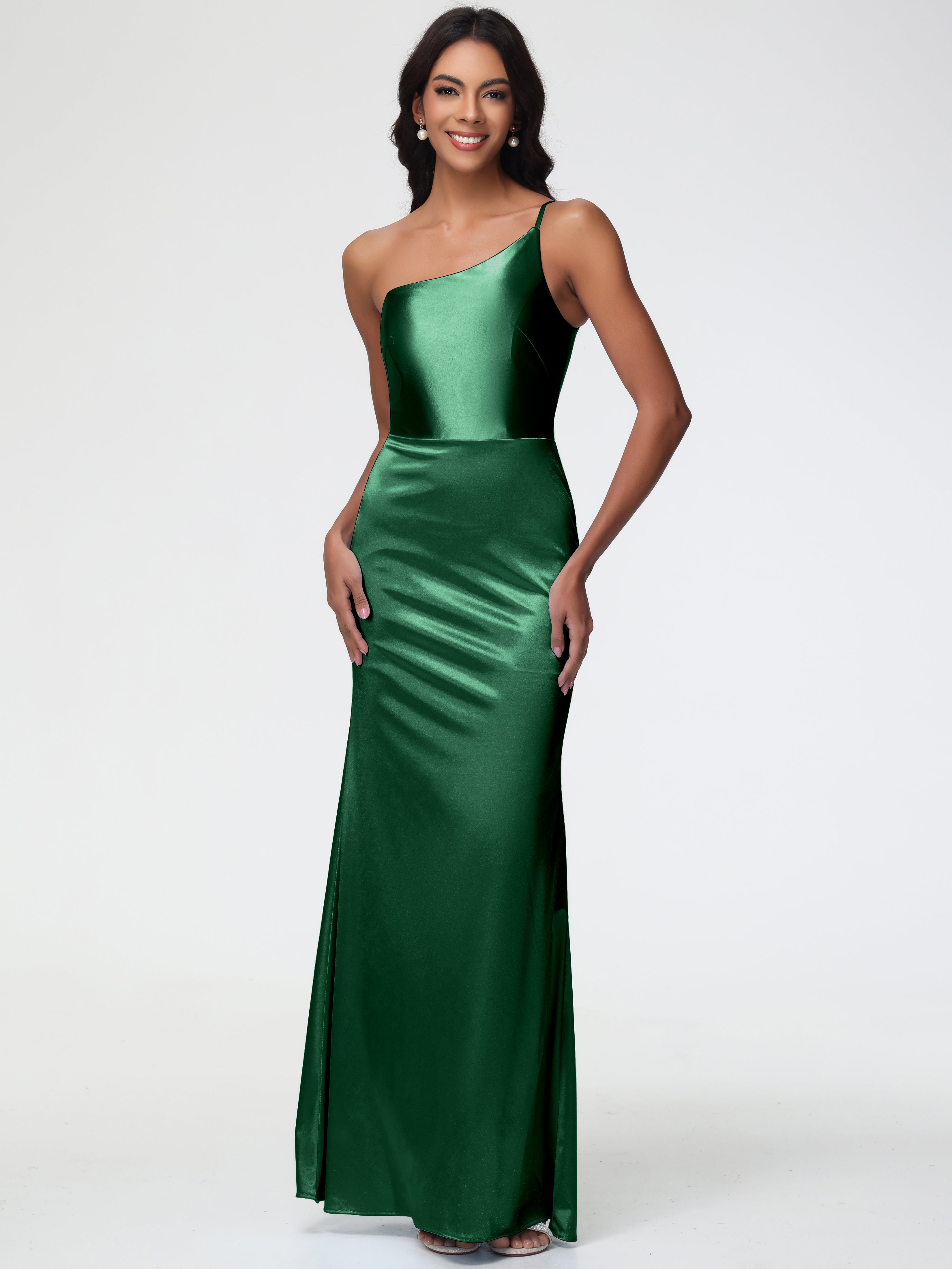 Formal Dress Dark Green One Shoulder Minimalist Sheath/Column Stretch Satin Long Formal Dress Formal Dress Dark Green One Shoulder Minimalist Sheath/Column Stretch Satin Long Formal Dress