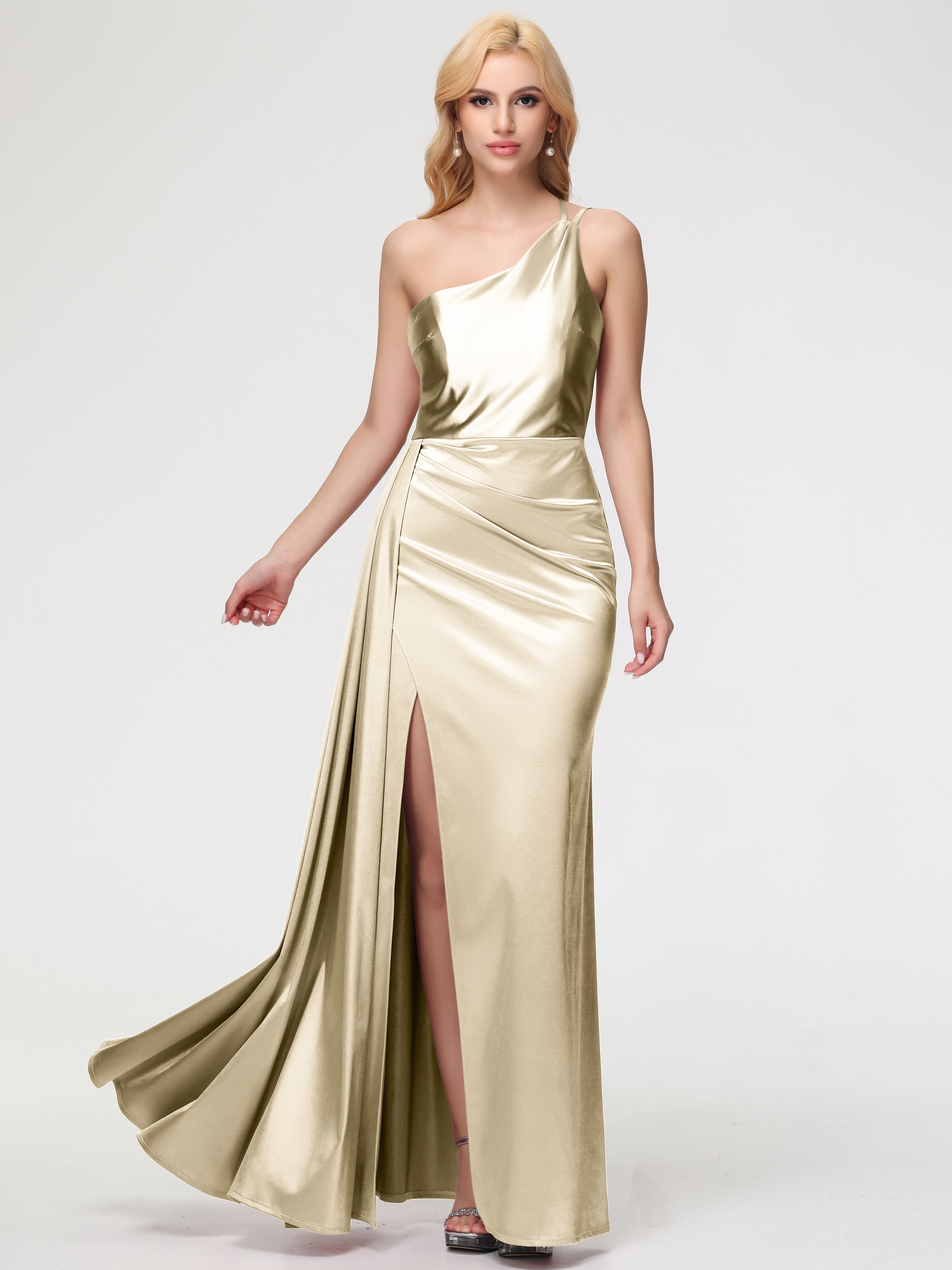 One Shoulder Bridesmaid Dresses Champagne One Shoulder Trumpet/Mermaid One Shoulder Bridesmaid Dresses Champagne One Shoulder Trumpet/Mermaid