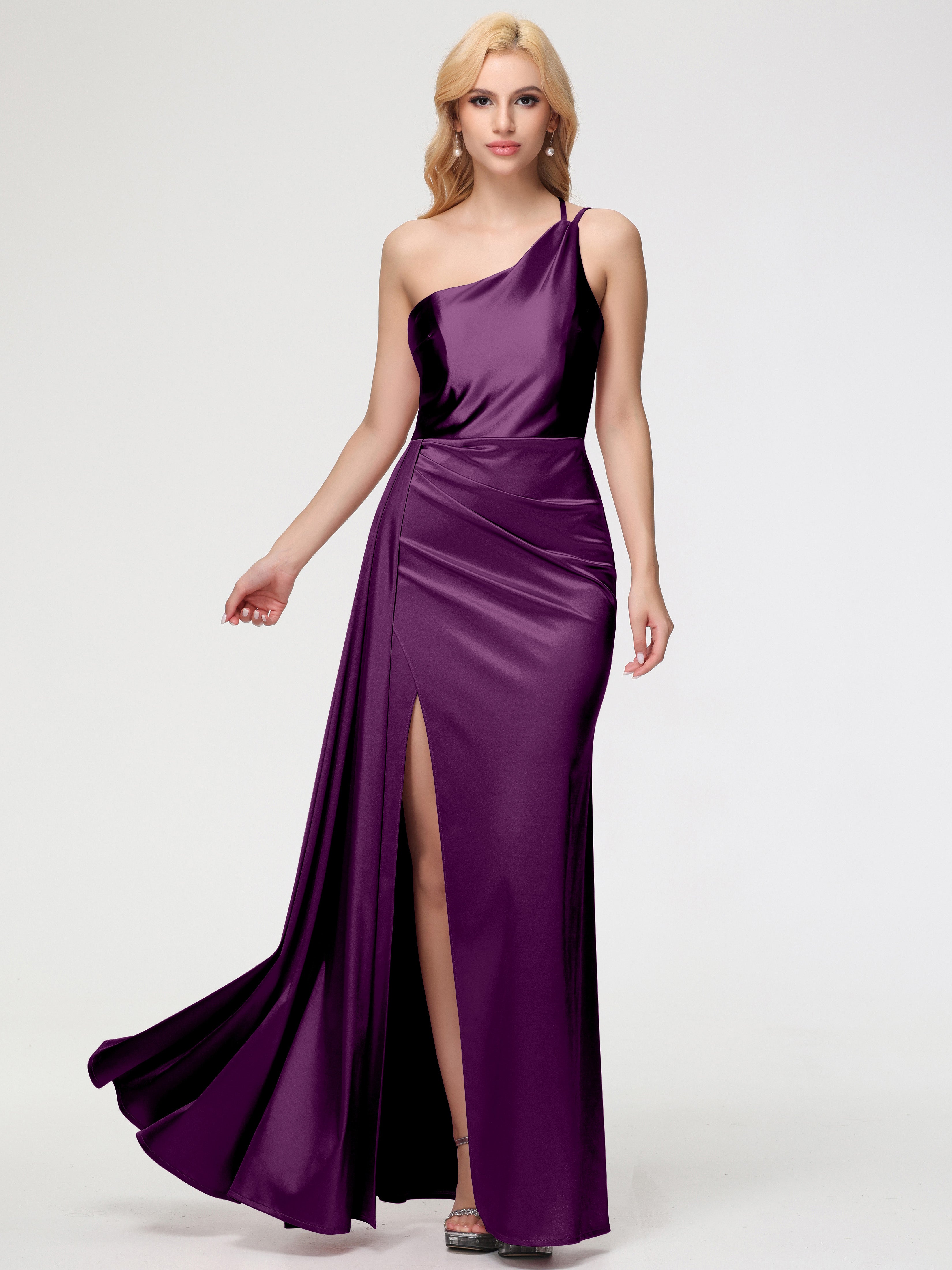 Prom Dresses Grape One Shoulder Trumpet/Mermaid Straps Pleats Stretch Prom Dresses Grape One Shoulder Trumpet/Mermaid Straps Pleats Stretch