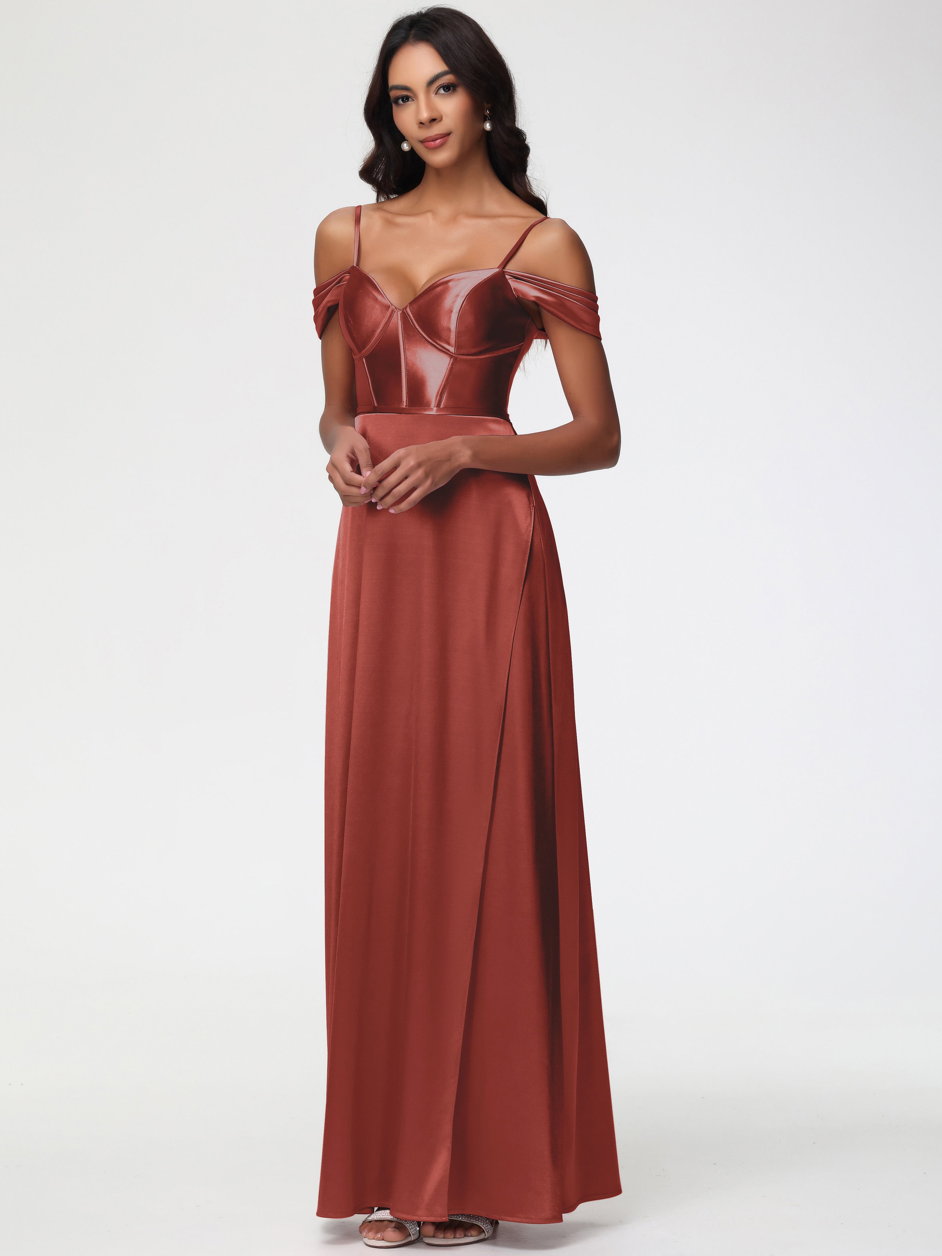 rust bridesmaid dresses 25 Terracotta We're Swooning Over A draped cowl neckline Rust Bridesmaid Dresses Glamlora