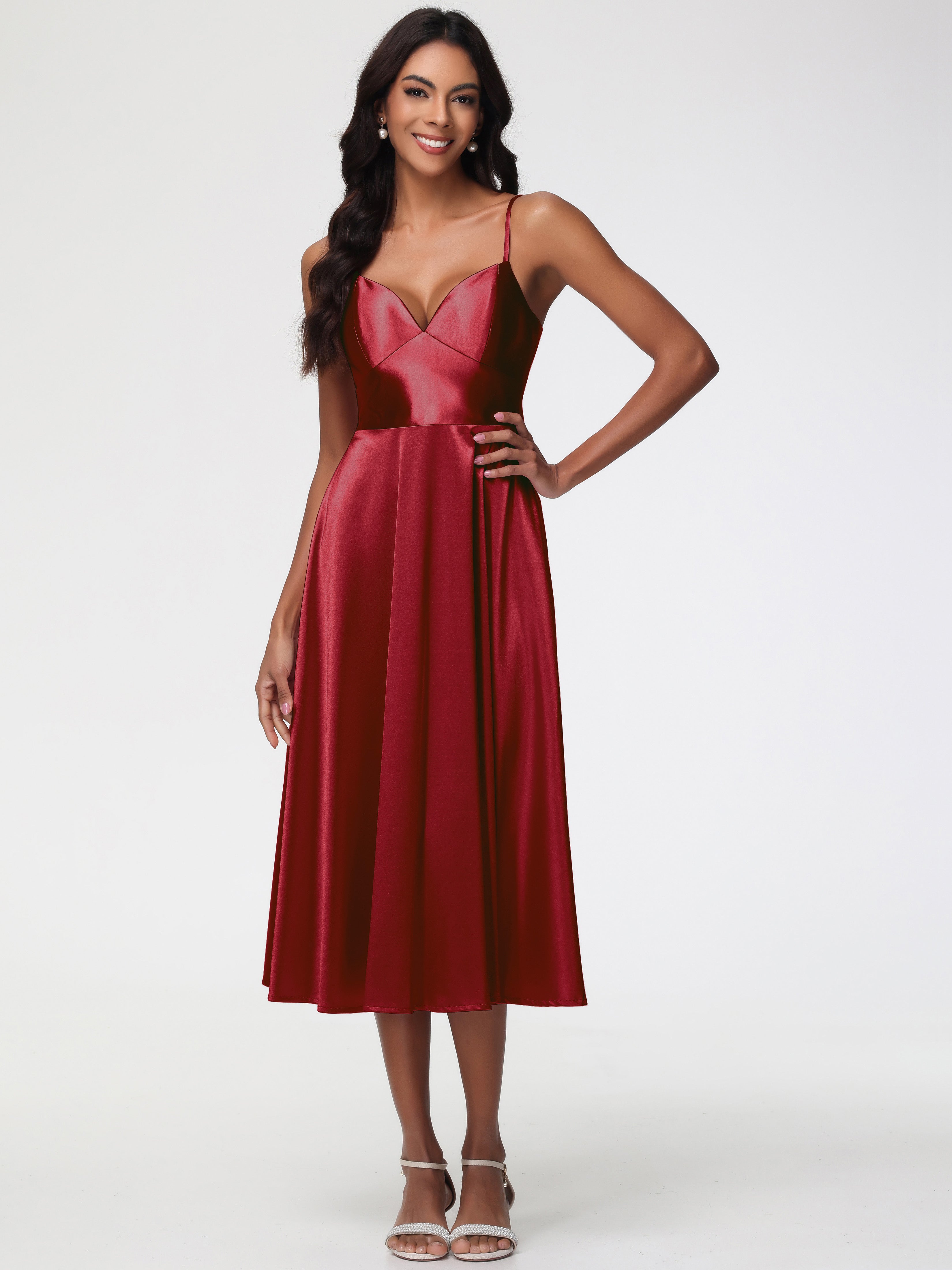 tea length burgundy bridesmaid dresses Burgundy Lace A-line Short Bridesmaid Dresses, MBD201