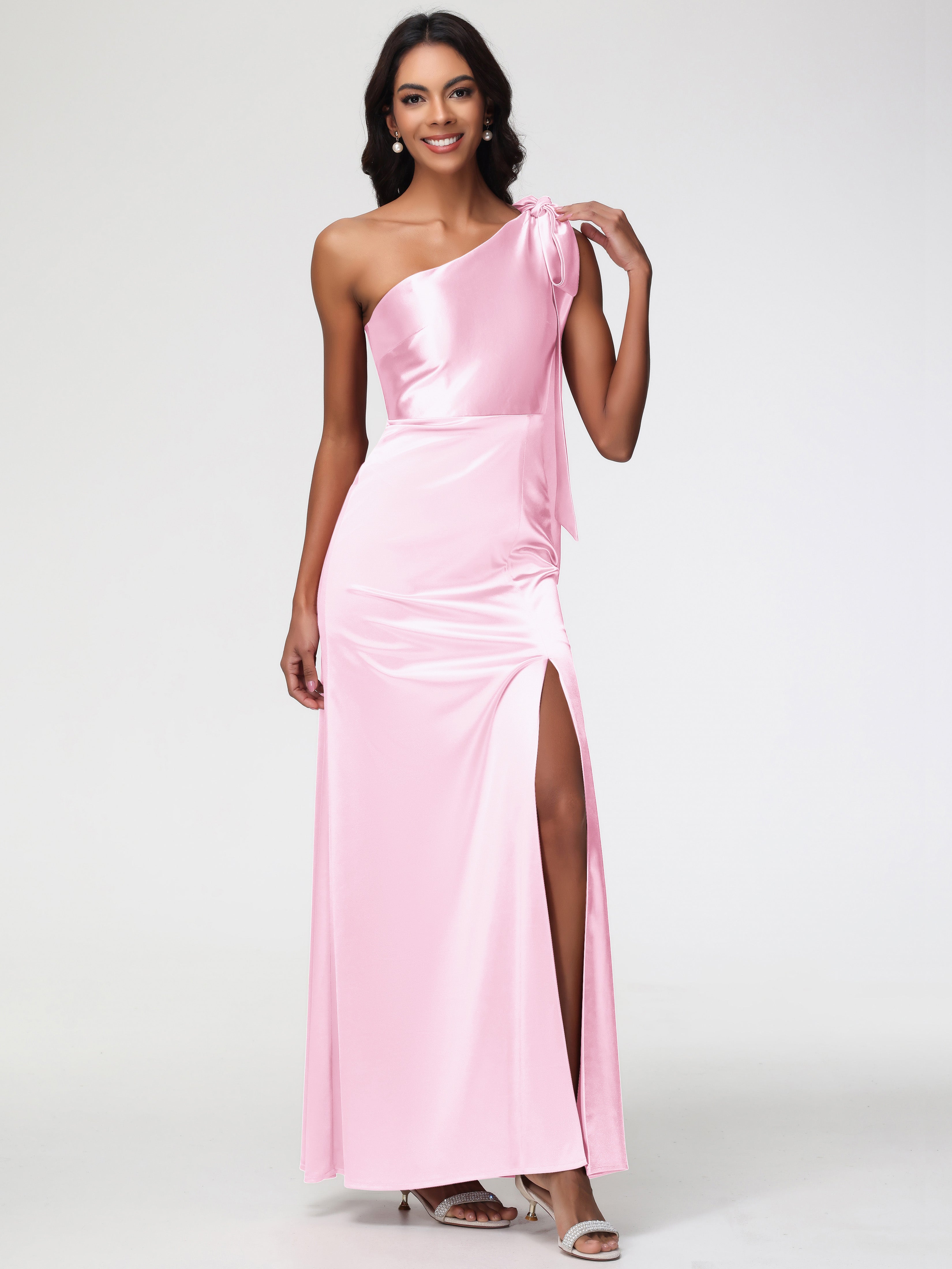 One Shoulder Blush Pink Formal Dresses Elegant One Shoulder Stretch Sa One Shoulder Blush Pink Formal Dresses Elegant One Shoulder Stretch Sa