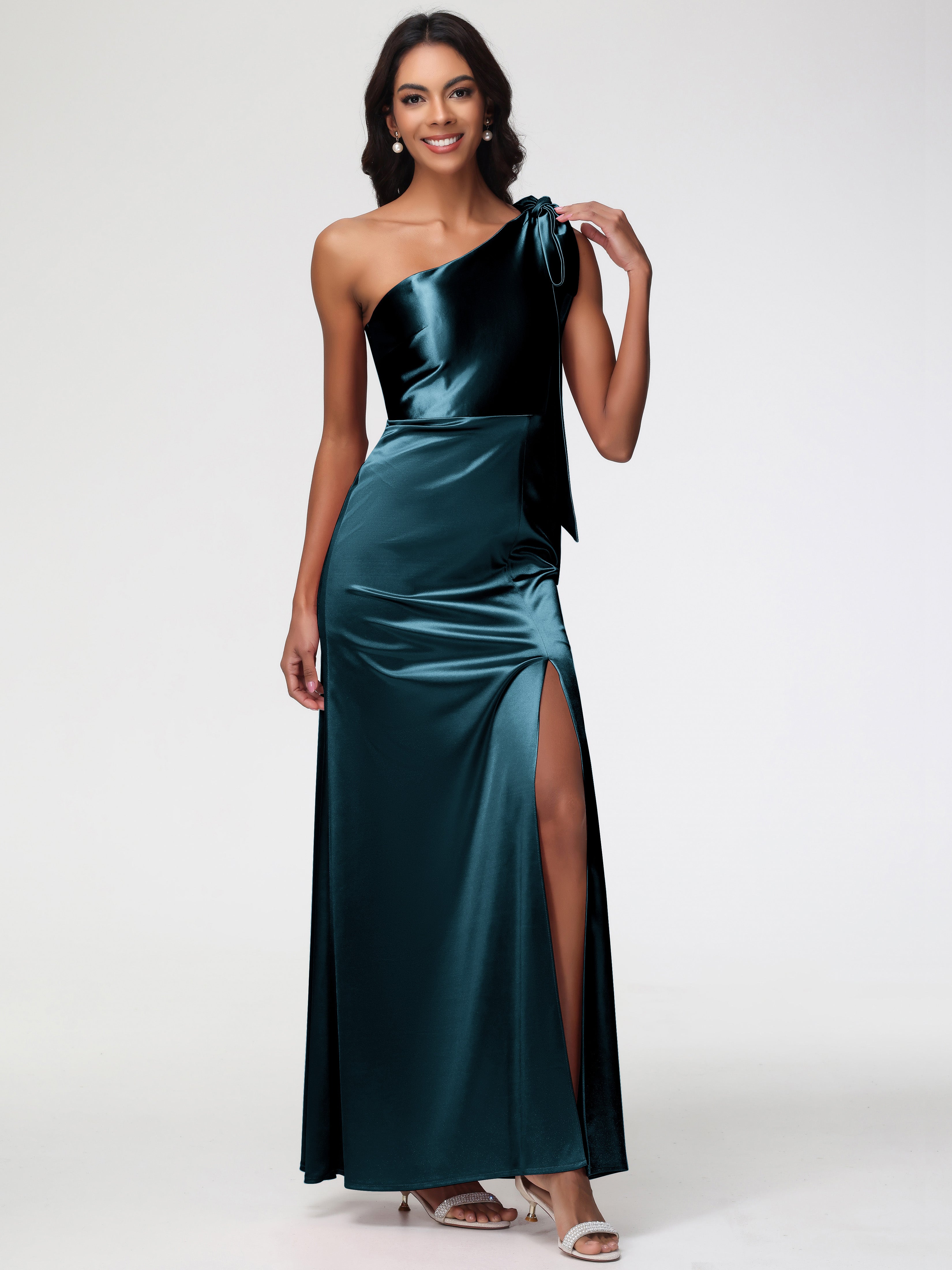 Formal Dresses Peacock Blue Elegant One Shoulder Stretch Satin Sleeveless Sheath/Column Formal Dresses Formal Dresses Peacock Blue Elegant One Shoulder Stretch Satin Sleeveless Sheath/Column Formal Dresses