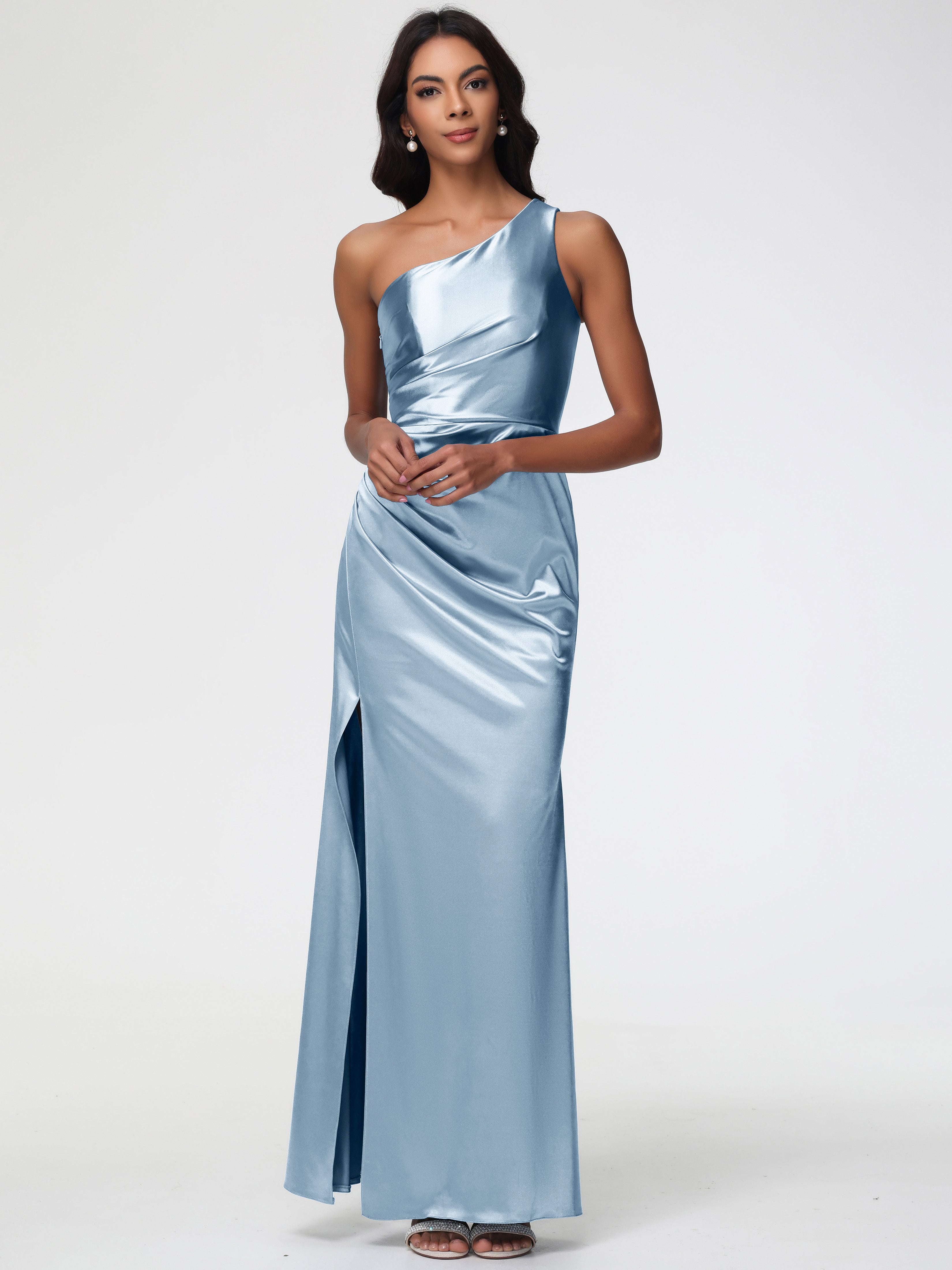 sleeveless ruched prom dress 18765