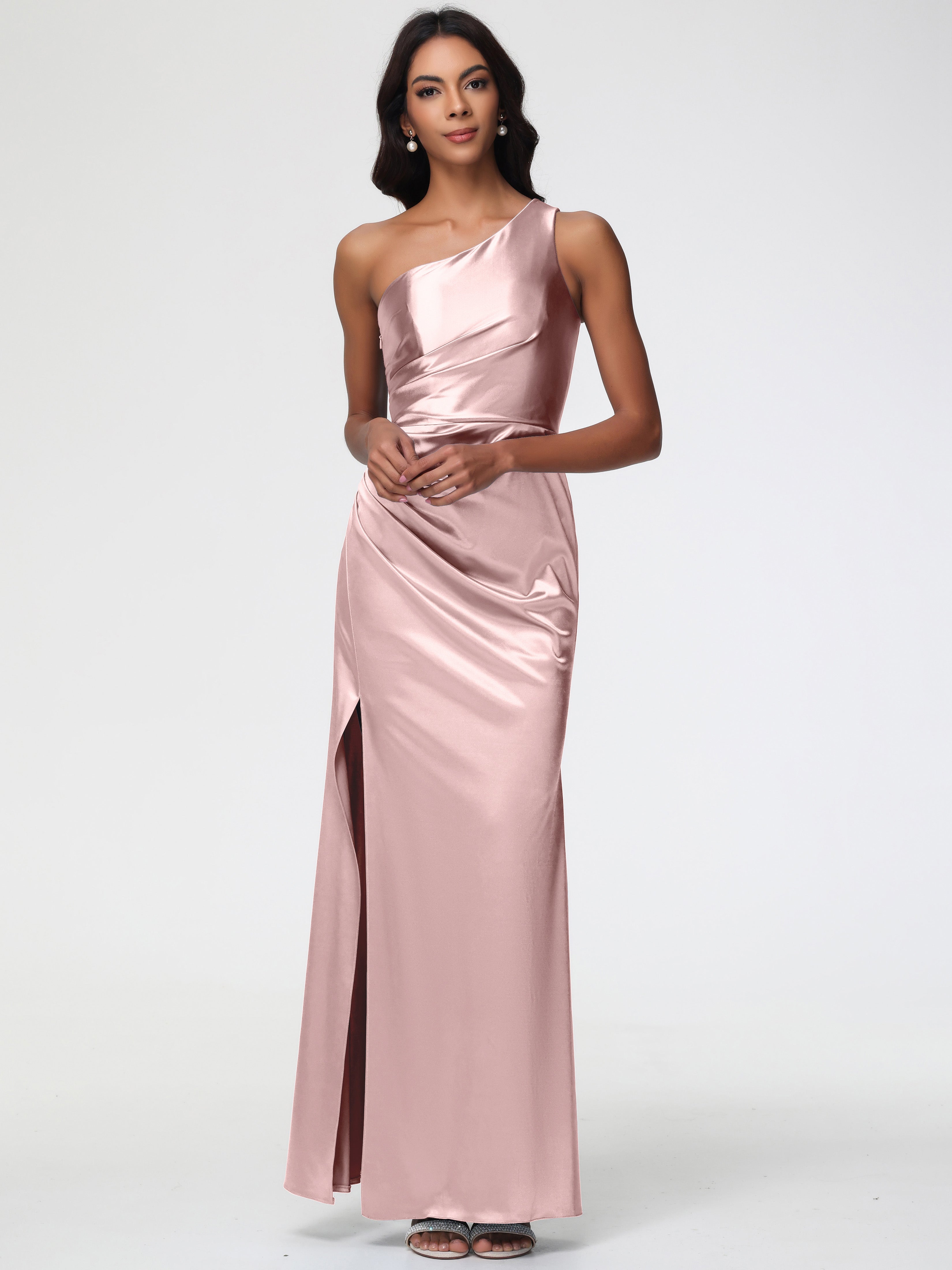Dusty Rose Pink Bridesmaid Dresses One Shoulder Ruched Sleeveless Shea Dusty Rose Pink Bridesmaid Dresses One Shoulder Ruched Sleeveless Shea