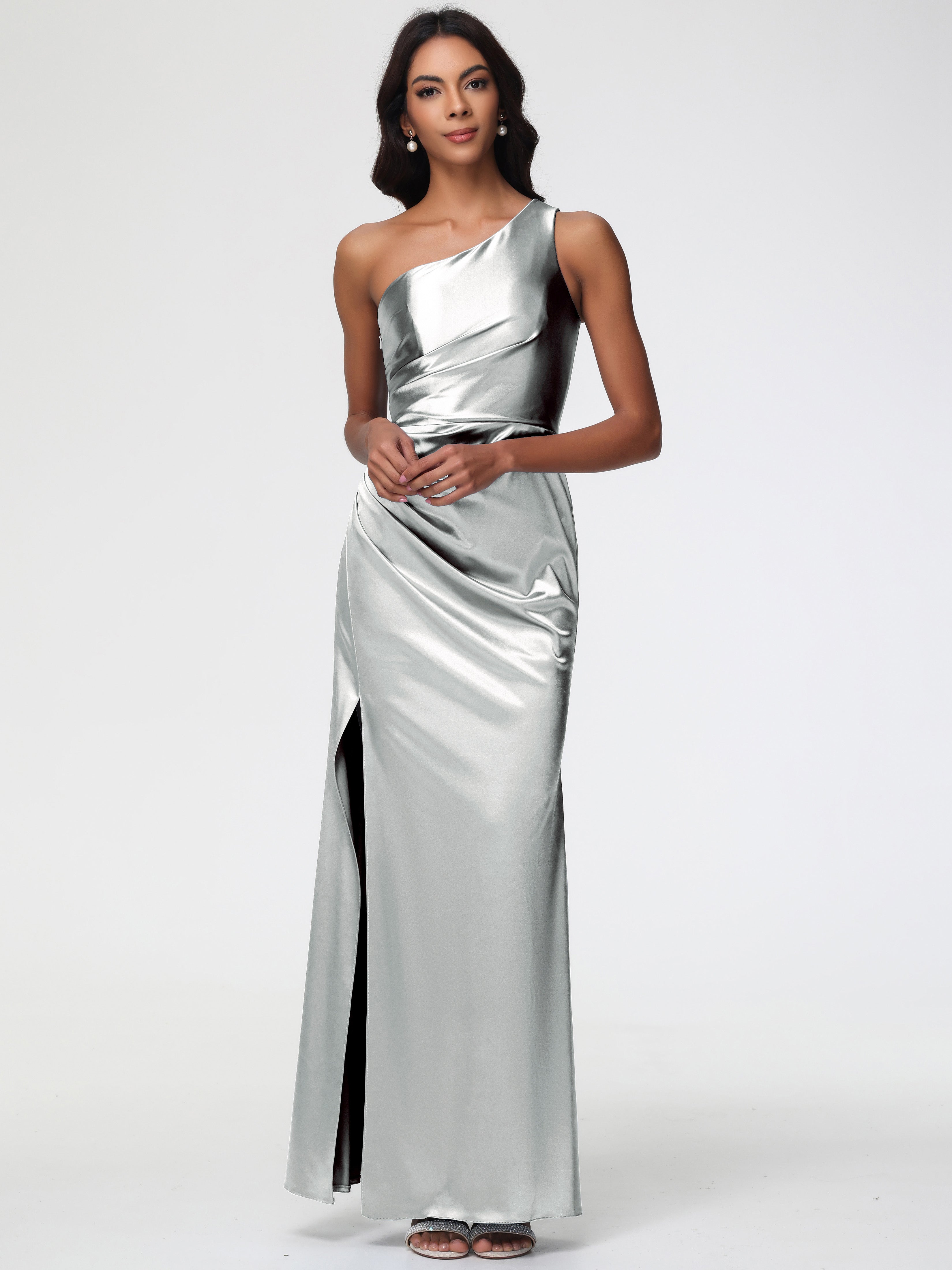 one shoulder ruched bridesmaid dress Emerald Green PrettyLittleThing Chiffon One Shoulder Ruched Detail Maxi Dress