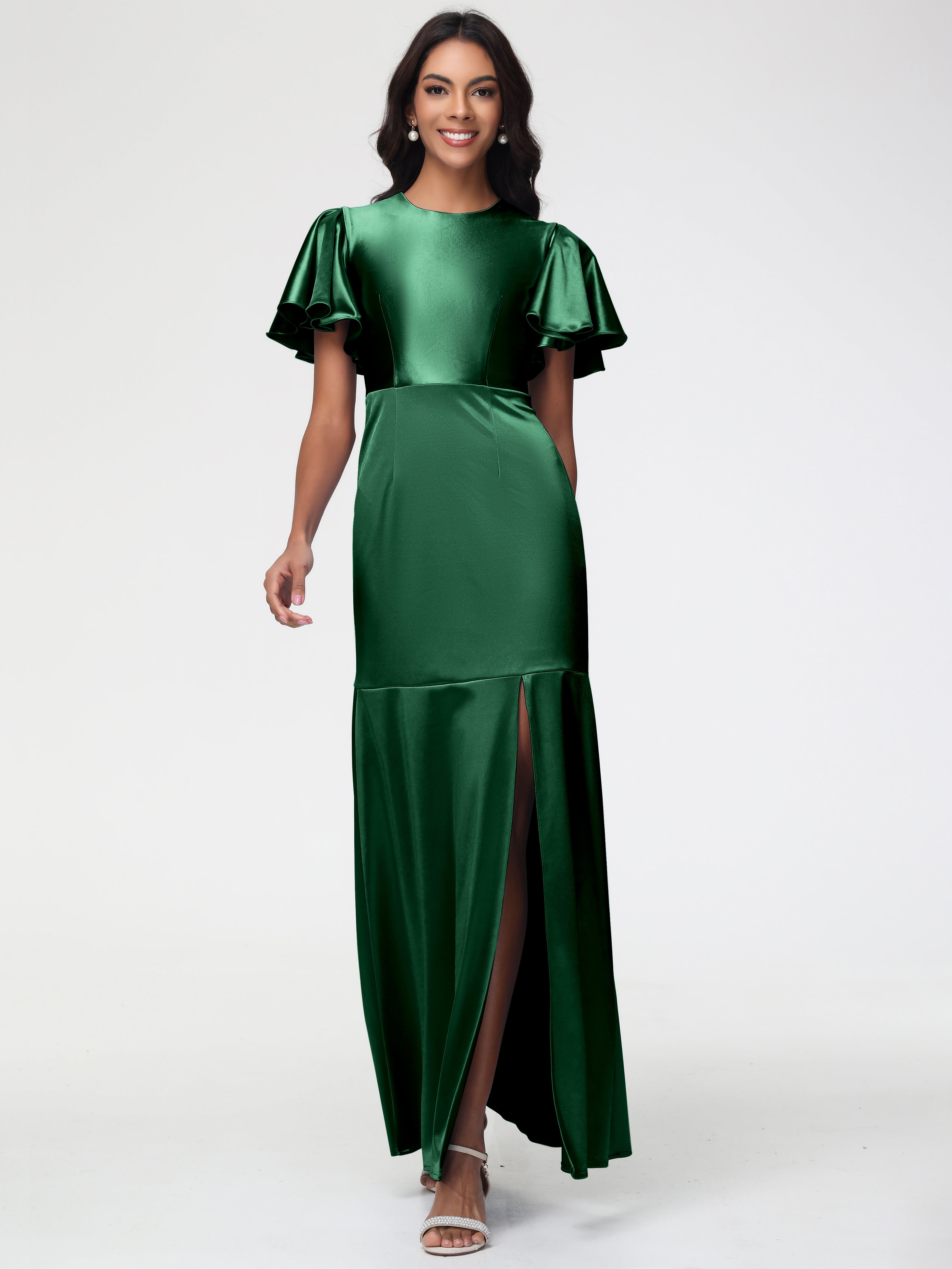 Dark Green Formal Dresses With Sleeves Short Sleeves Trumpet/Mermaid Z Dark Green Formal Dresses With Sleeves Short Sleeves Trumpet/Mermaid Z