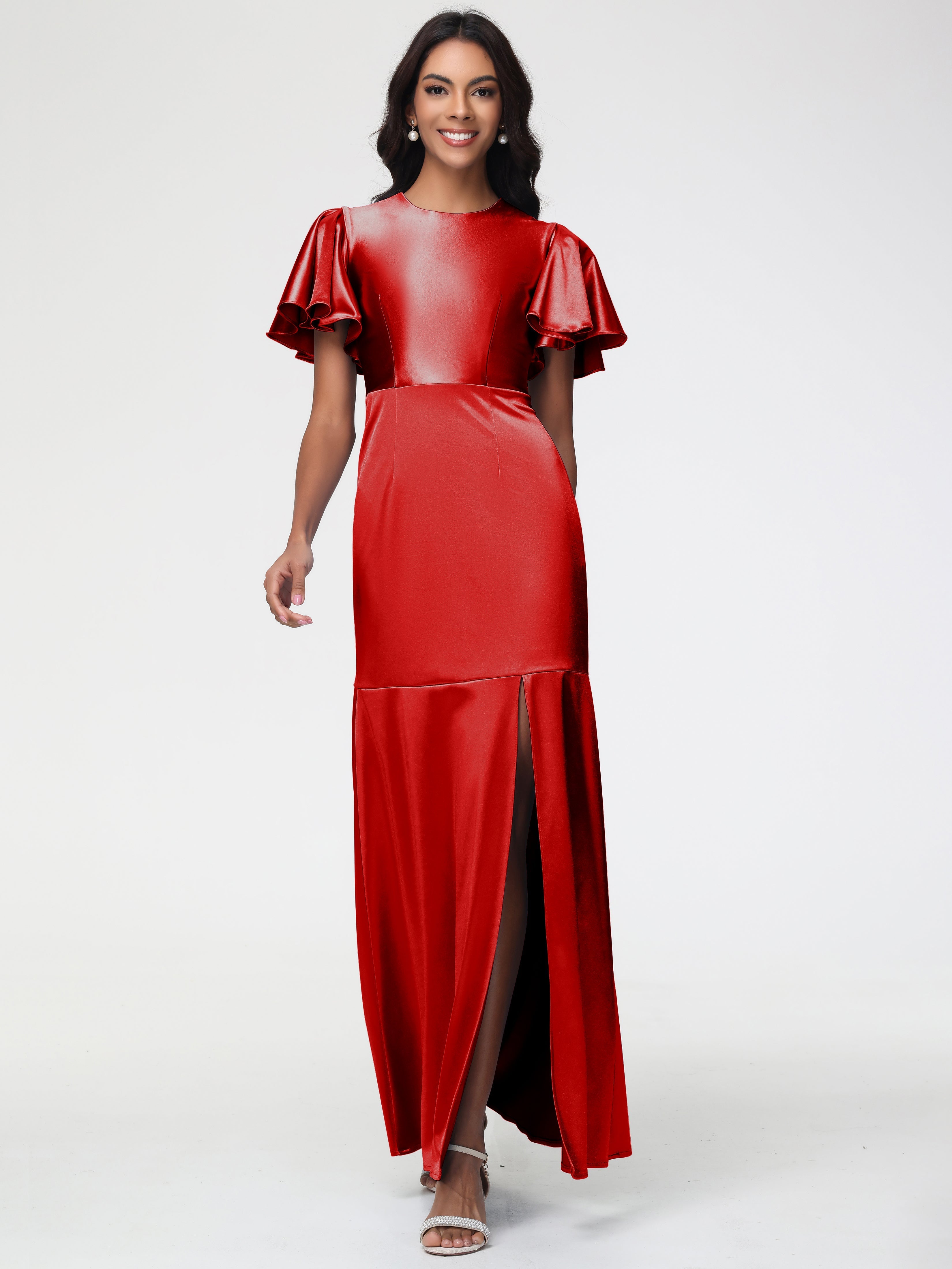 Red Prom Dresses With Sleeves Short Sleeves Trumpet/Mermaid Zipper Spl Red Prom Dresses With Sleeves Short Sleeves Trumpet/Mermaid Zipper Spl