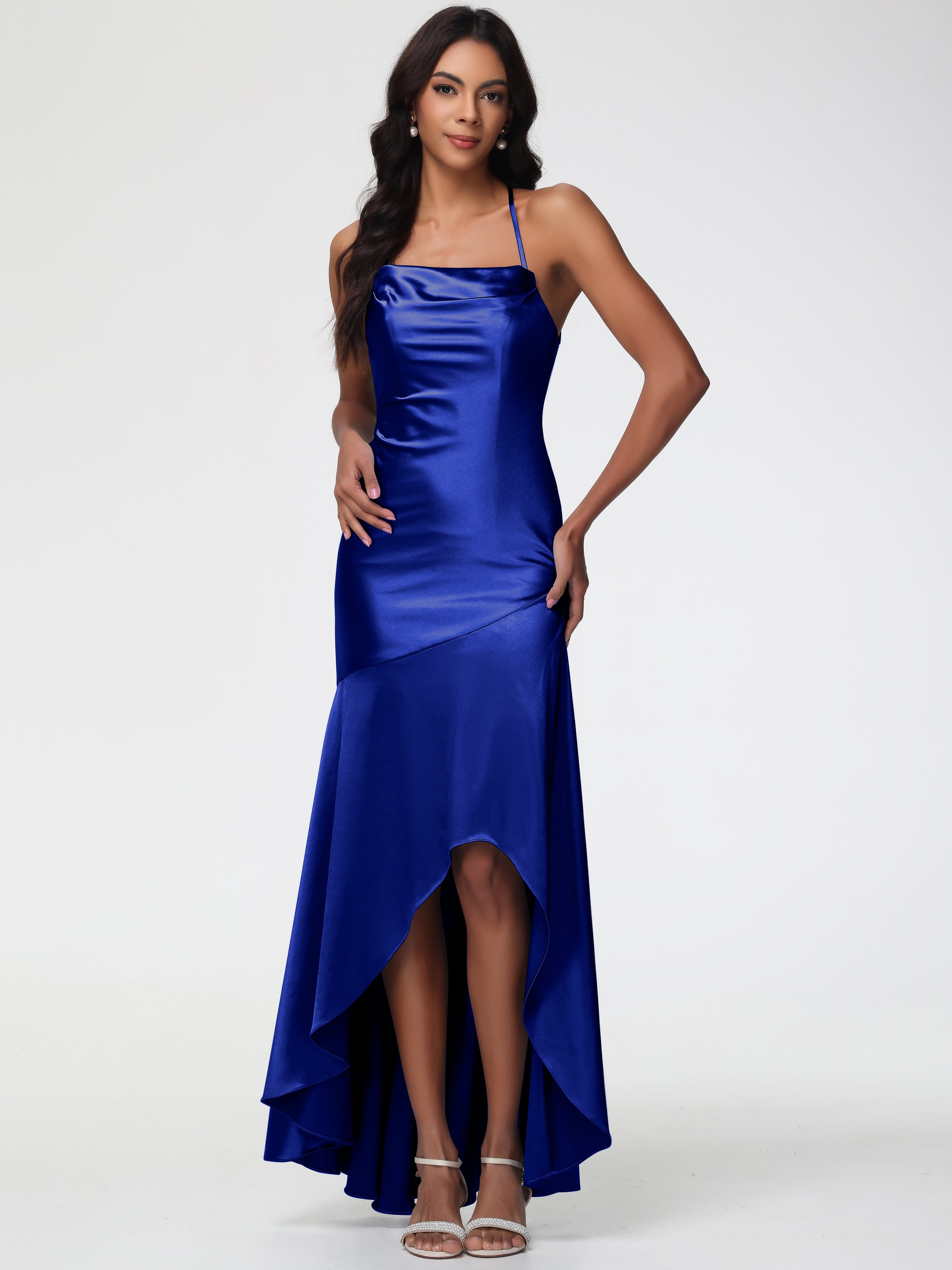 Royal Blue Asymmetric Bridesmaid Dress Dresstells Women Modest Asymmetrical Royal Blue V-Neck Ruffle Royal Blue Asymmetric Bridesmaid Dress Dresstells Women Modest Asymmetrical Royal Blue V-Neck Ruffle