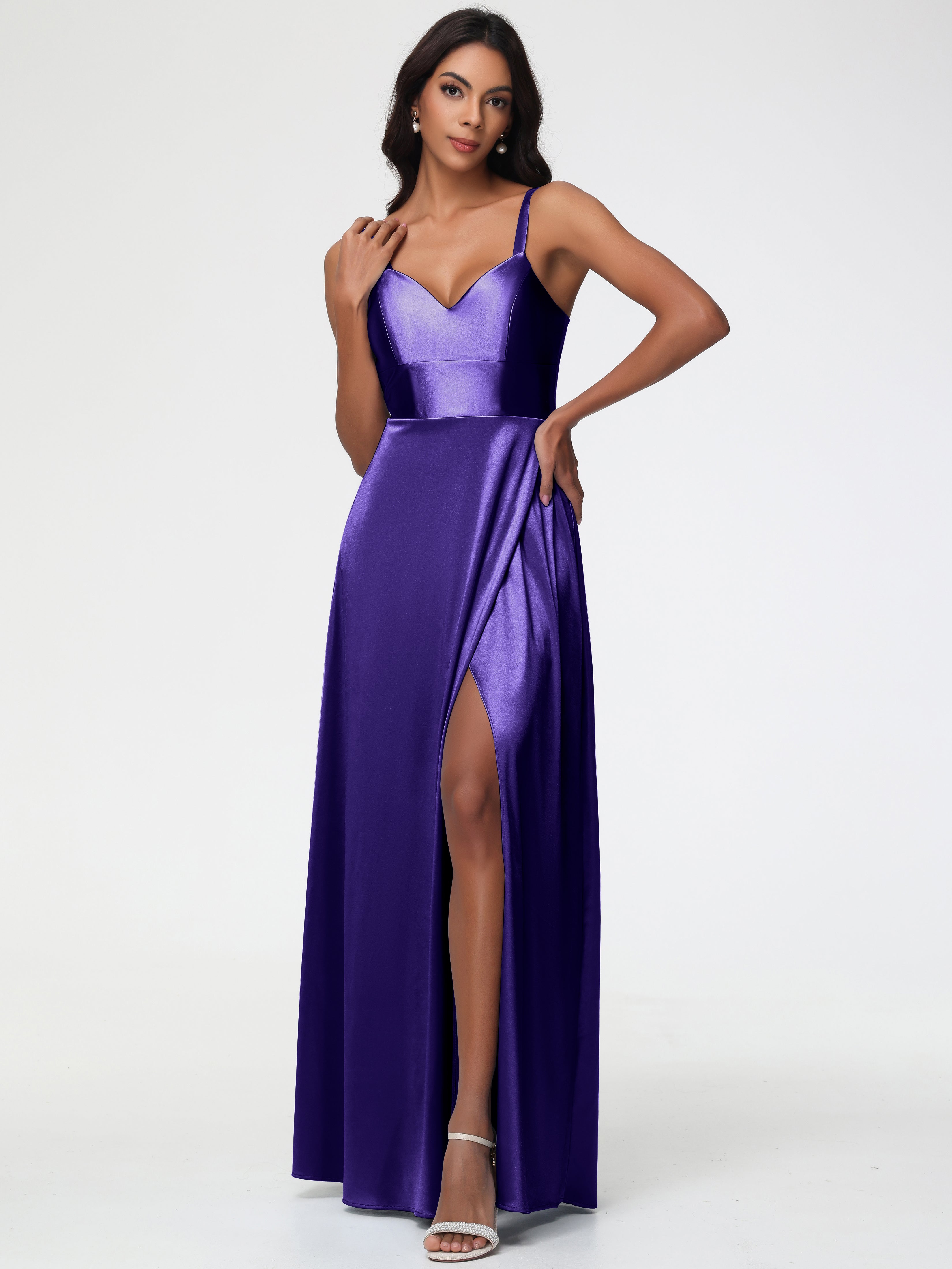 Prom Dresses Regency Purple A-Line V-Neck Straps Long Stretch Satin Pr Prom Dresses Regency Purple A-Line V-Neck Straps Long Stretch Satin Pr