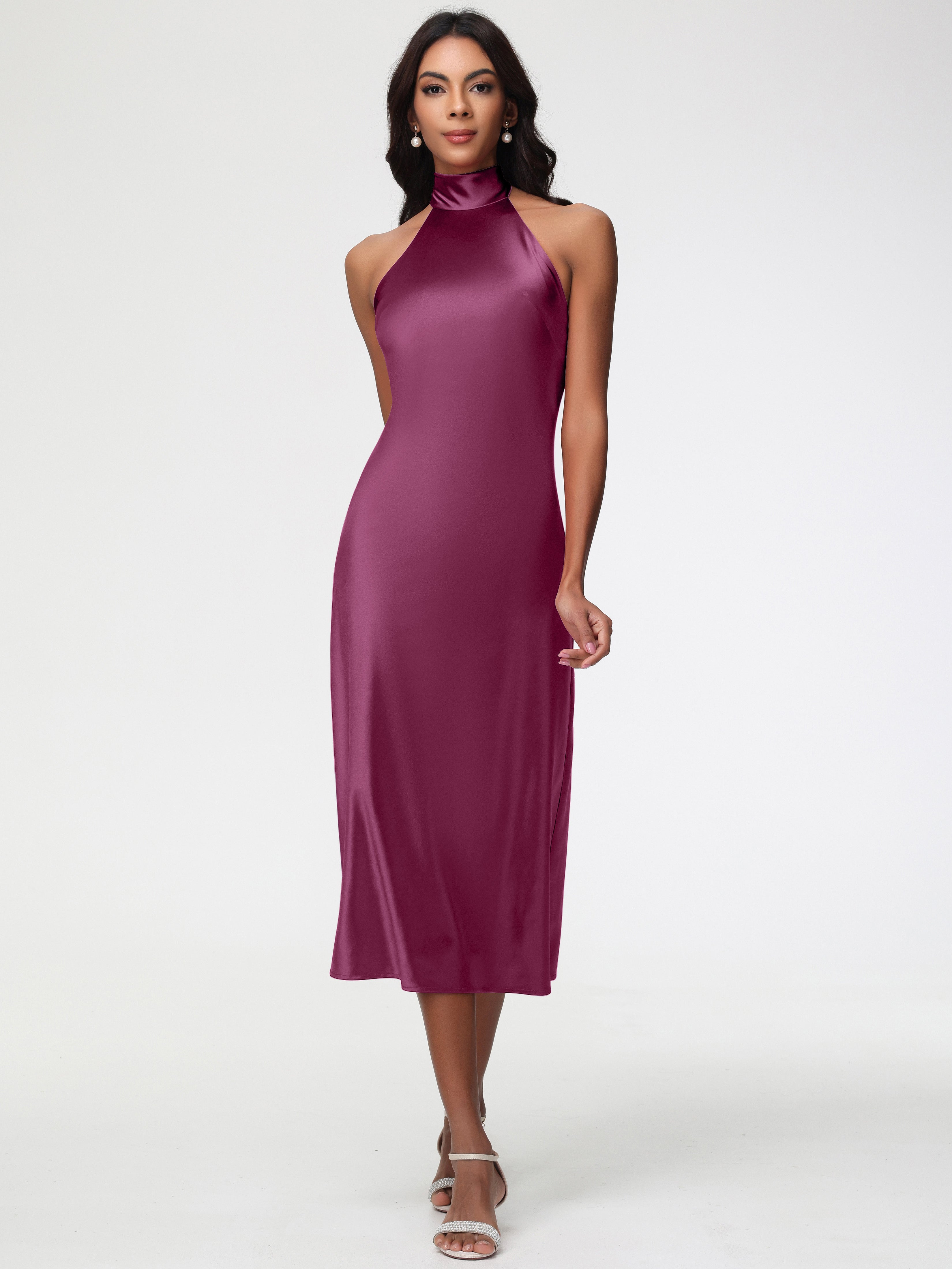 mulberry satin dress Ruched Bust Satin Slip Dress