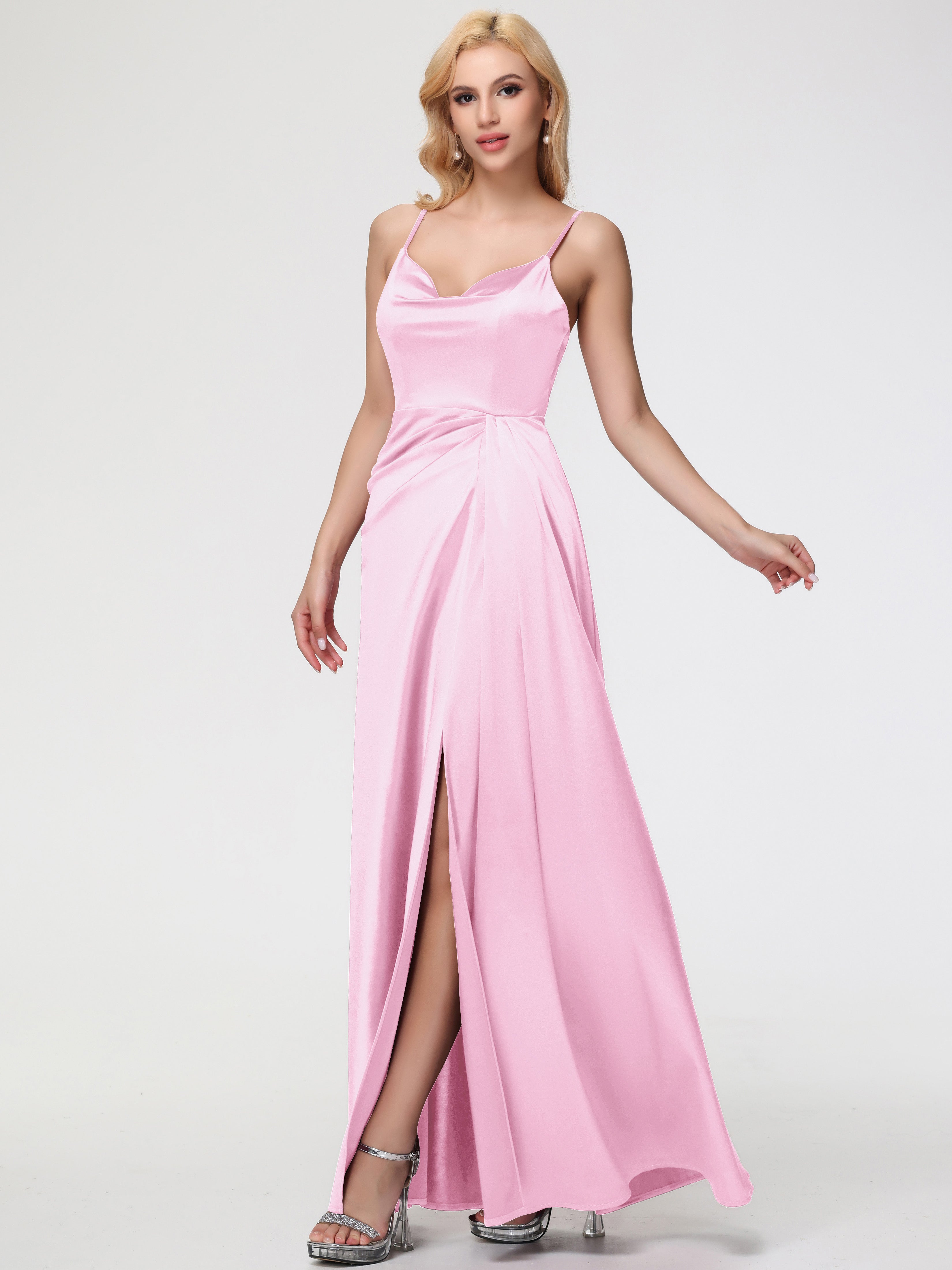 blush pink dresses for bridesmaids Blush Pink Cap Sleeve Ruched Chiffon Long Bridesmaid Dresses