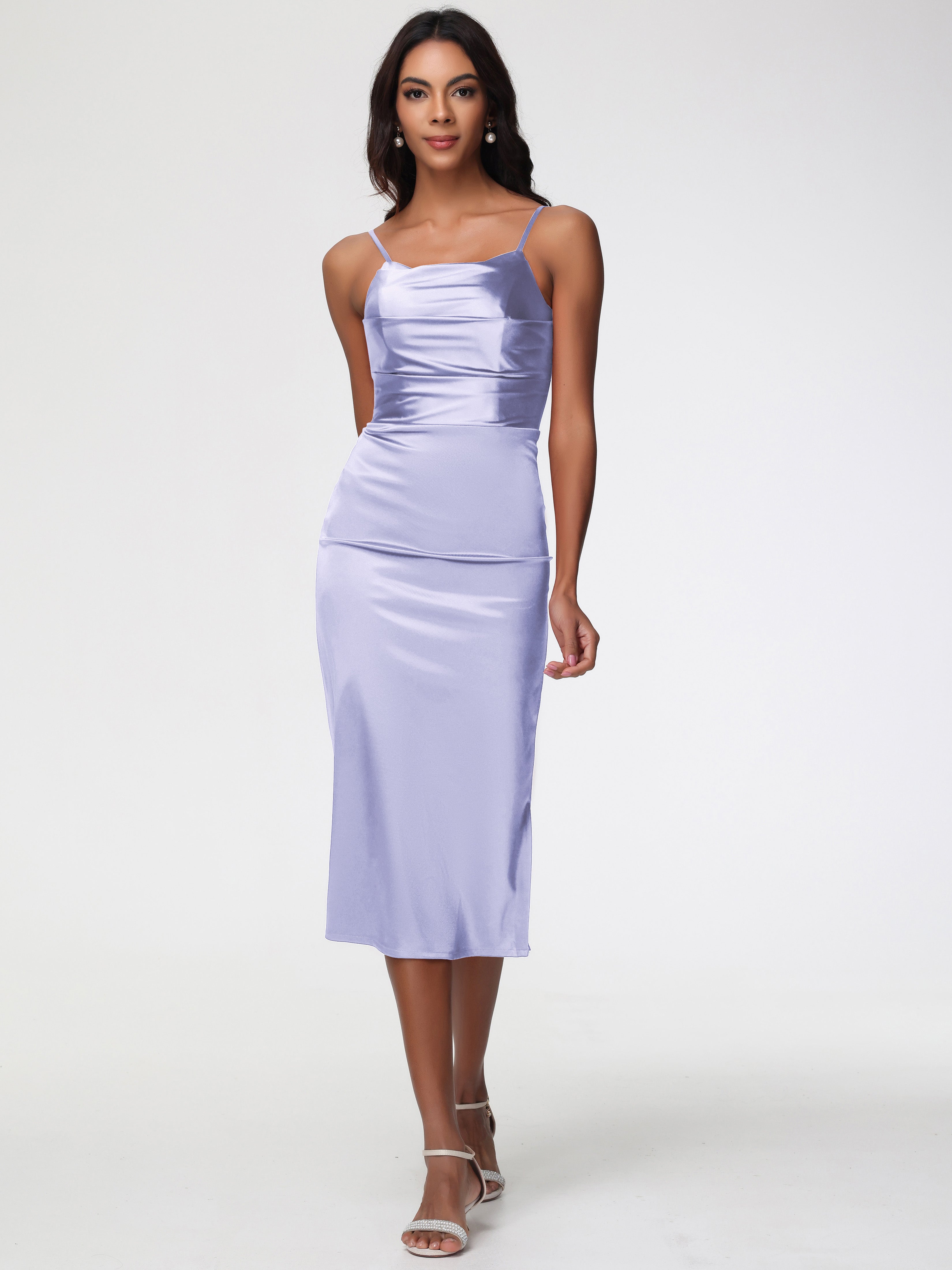 Tea Length Lavender Bridesmaid Dresses Tea-Length Spaghetti Straps Square Neckline Sleeveless Stretch Satin Bridesmaid Dresses Tea Length Lavender Bridesmaid Dresses Tea-Length Spaghetti Straps Square Neckline Sleeveless Stretch Satin Bridesmaid Dresses
