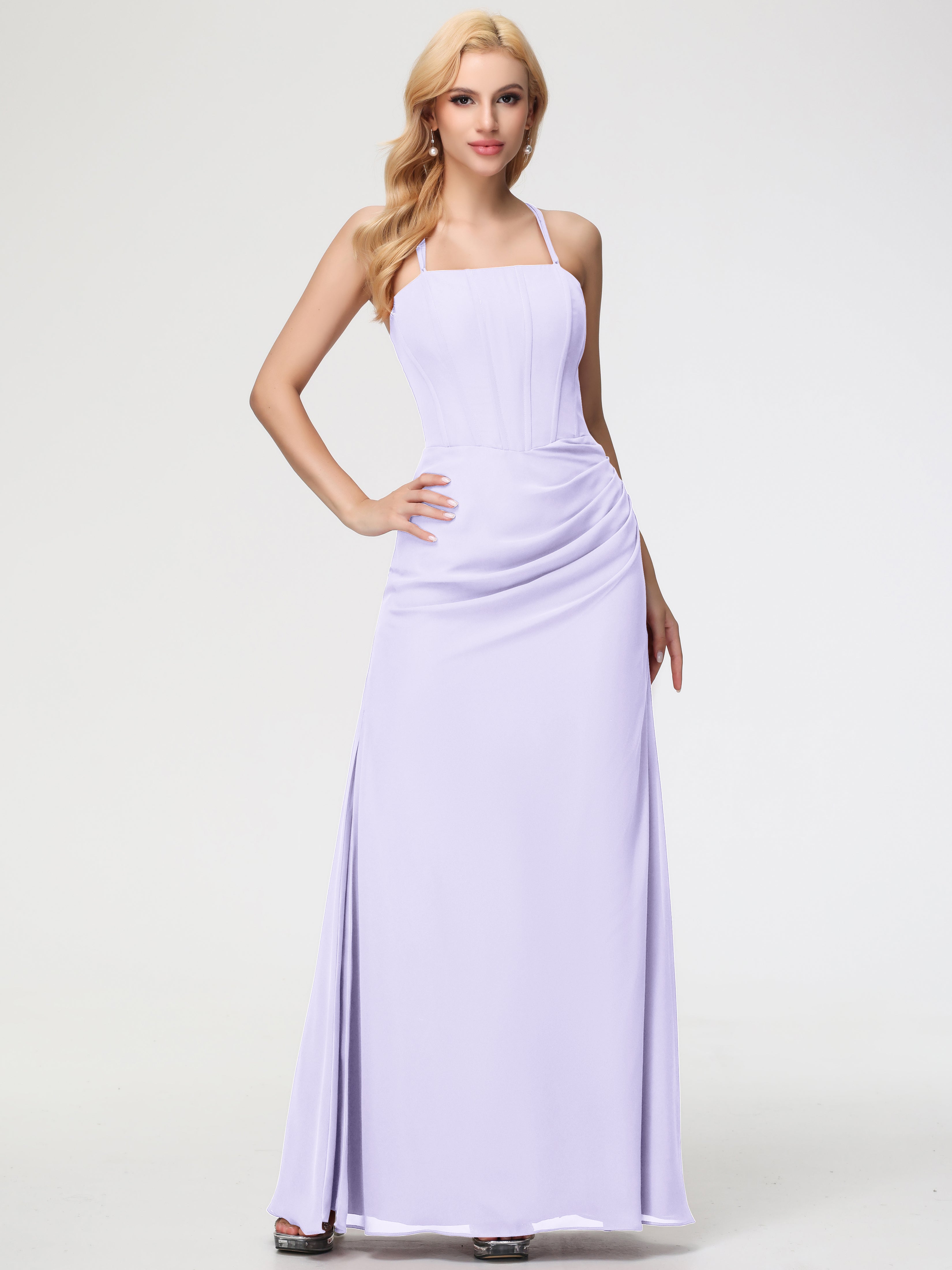Lilac Chiffon Bridesmaid Dresses Spaghetti Straps Sheath/Column Long Chiffon Bridesmaid Dresses With Slit Lilac Chiffon Bridesmaid Dresses Spaghetti Straps Sheath/Column Long Chiffon Bridesmaid Dresses With Slit