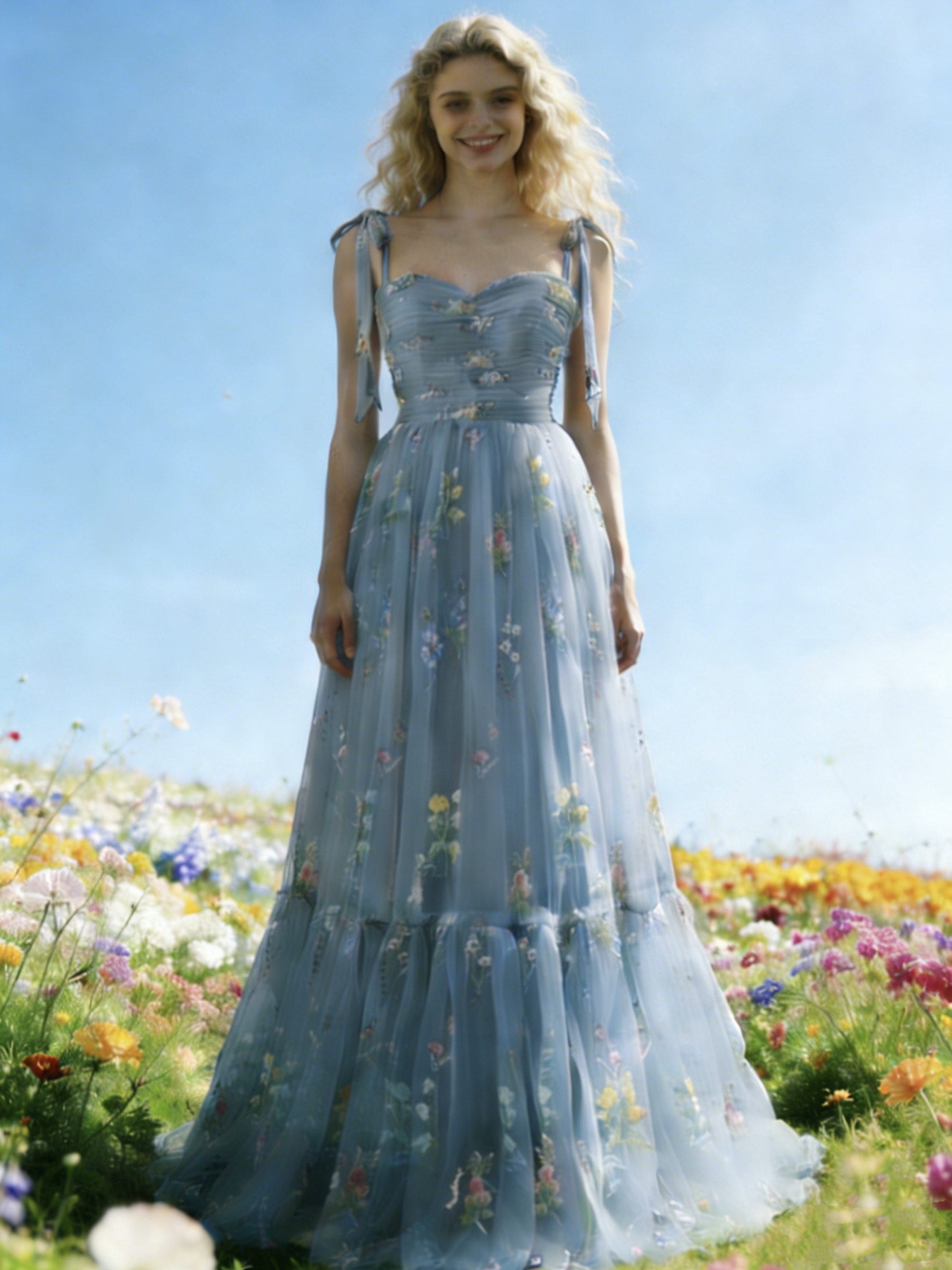 Cicinia Dusty Blue Prom Dresses Long Floral Lace A-line Floor Length D Cicinia Dusty Blue Prom Dresses Long Floral Lace A-line Floor Length D