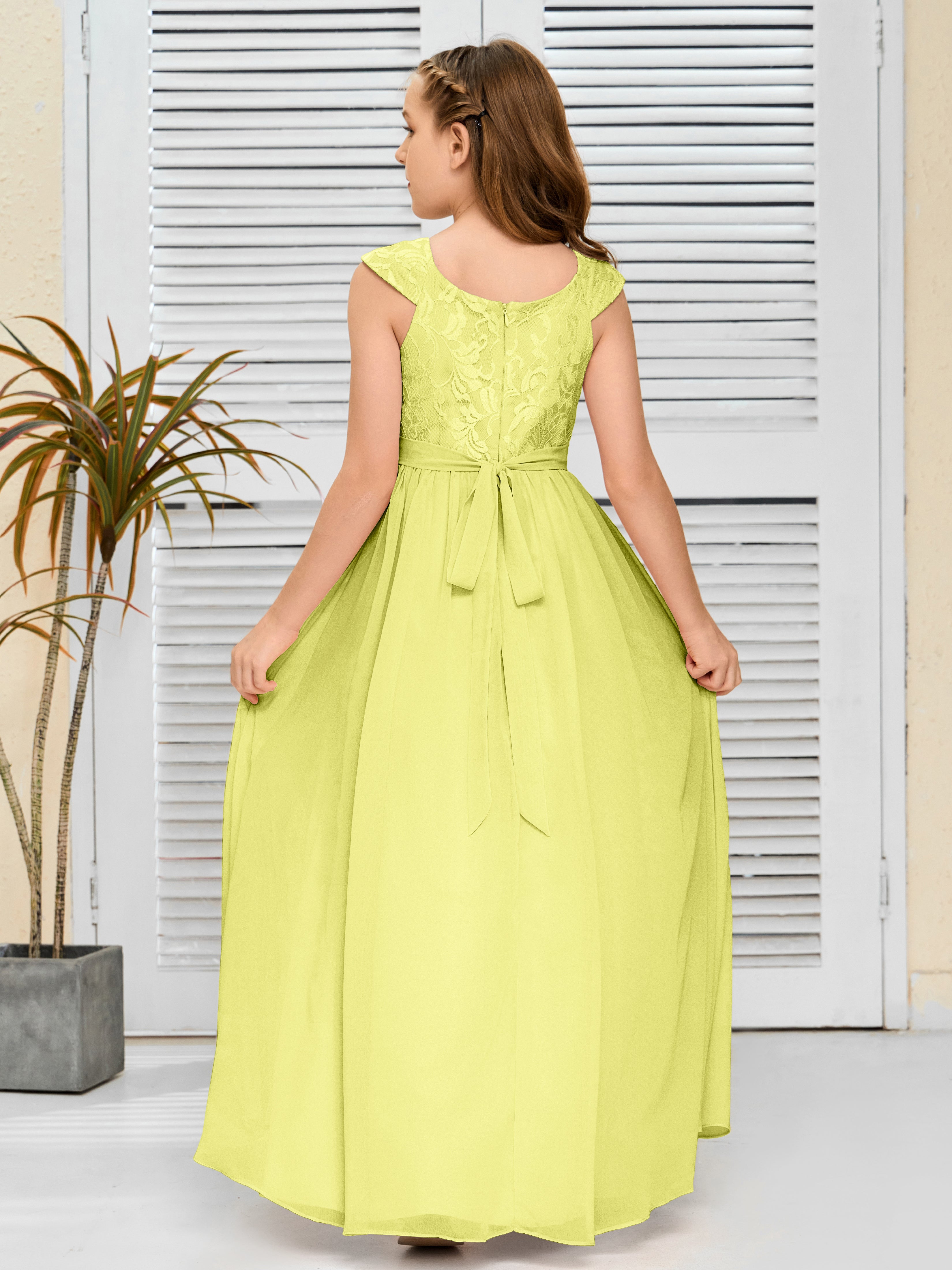 A Line Chiffon Lace Junior Bridesmaid Dress