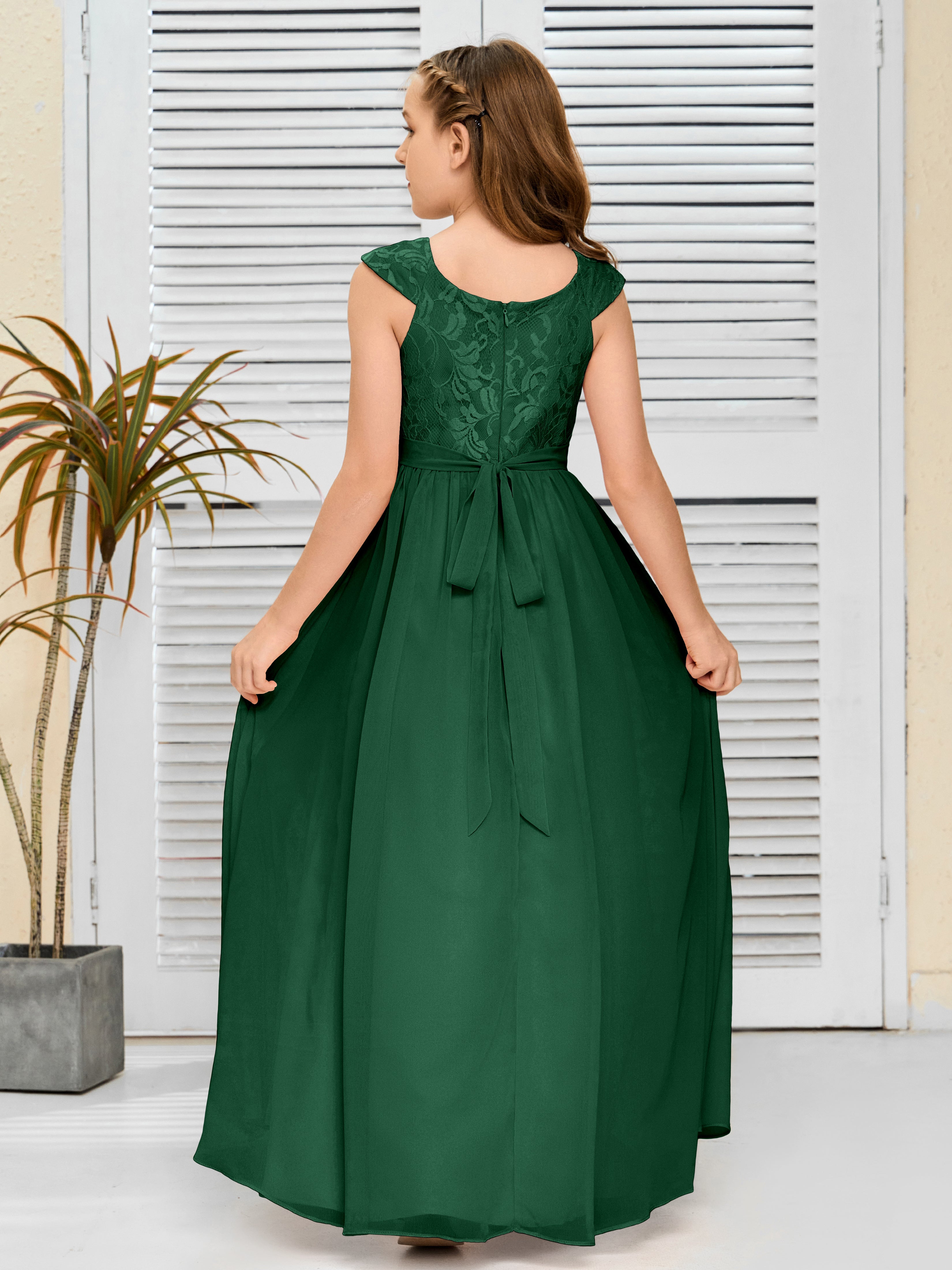 A Line Chiffon Lace Junior Bridesmaid Dress