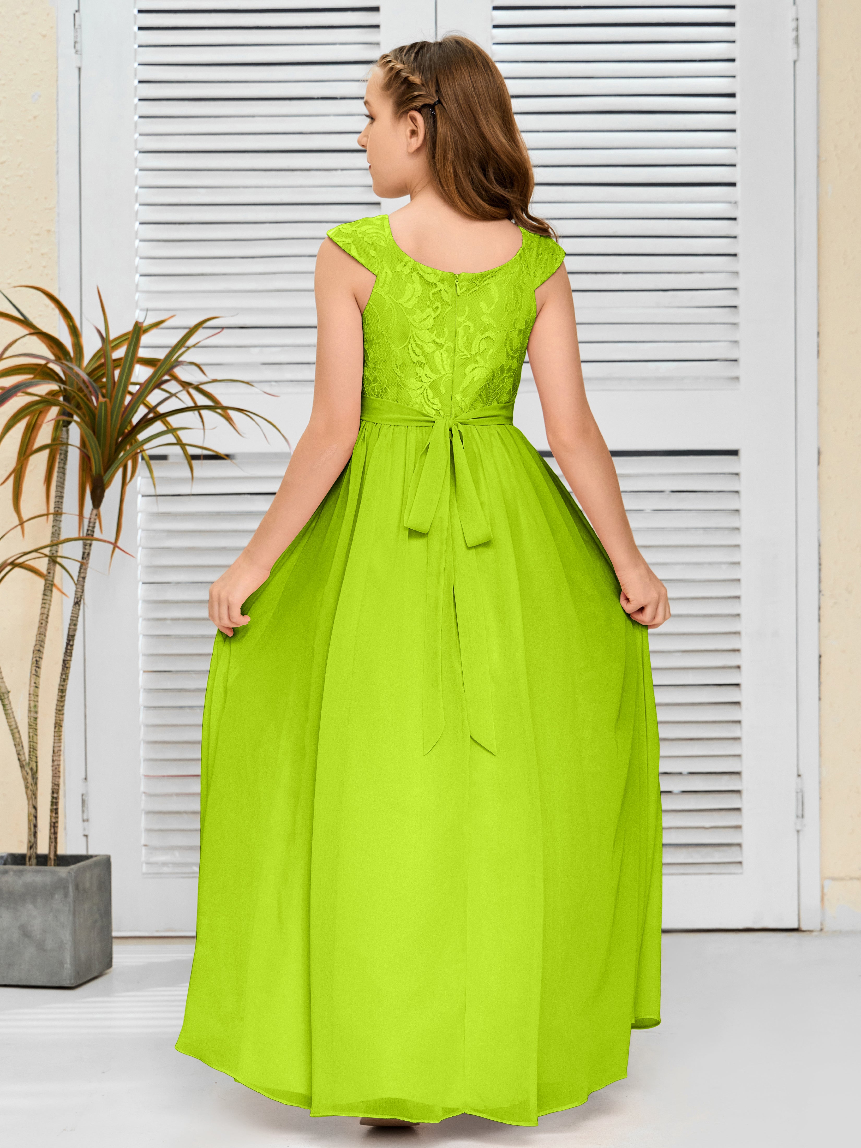 A Line Chiffon Lace Junior Bridesmaid Dress
