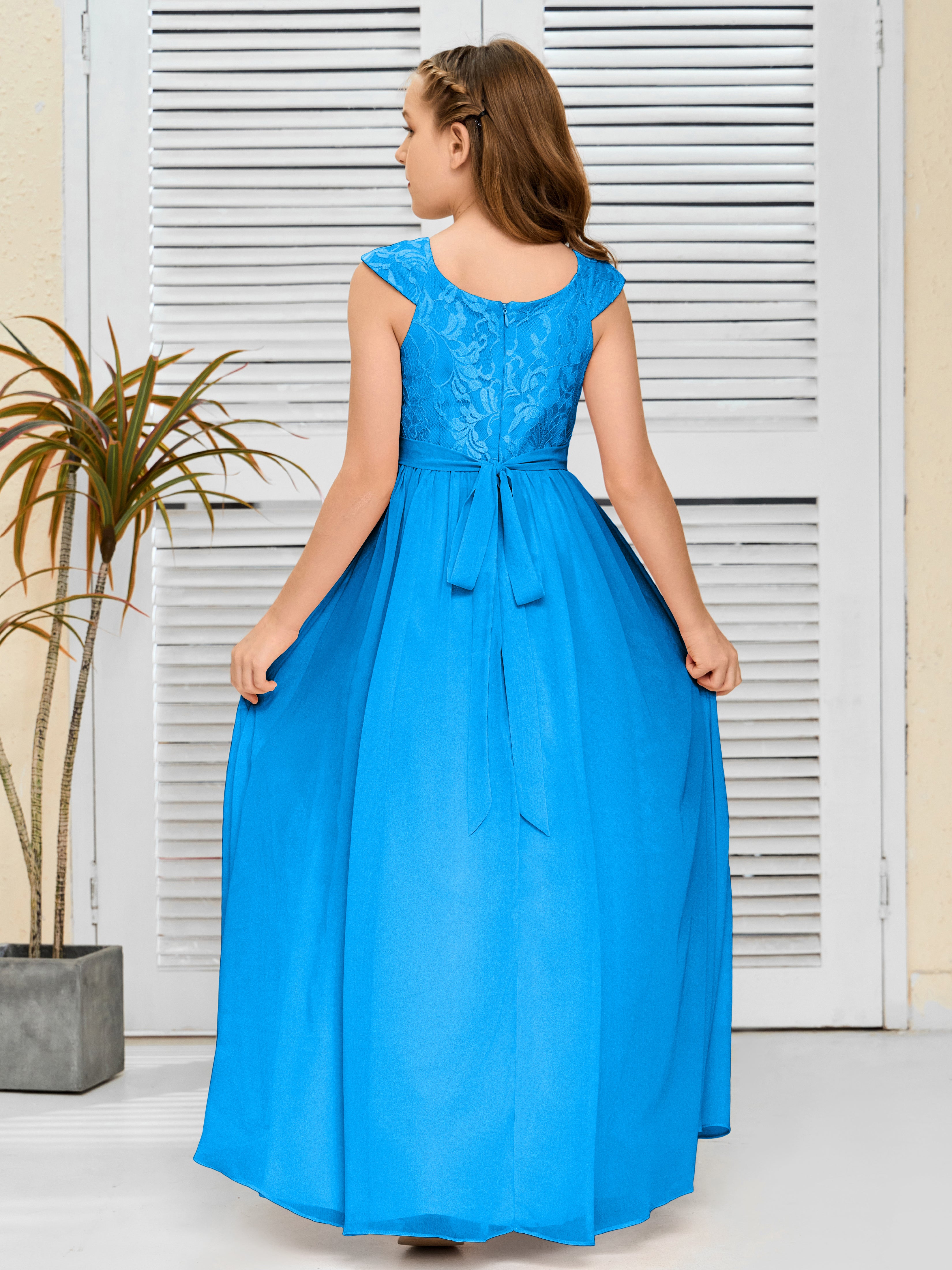 A Line Chiffon Lace Junior Bridesmaid Dress