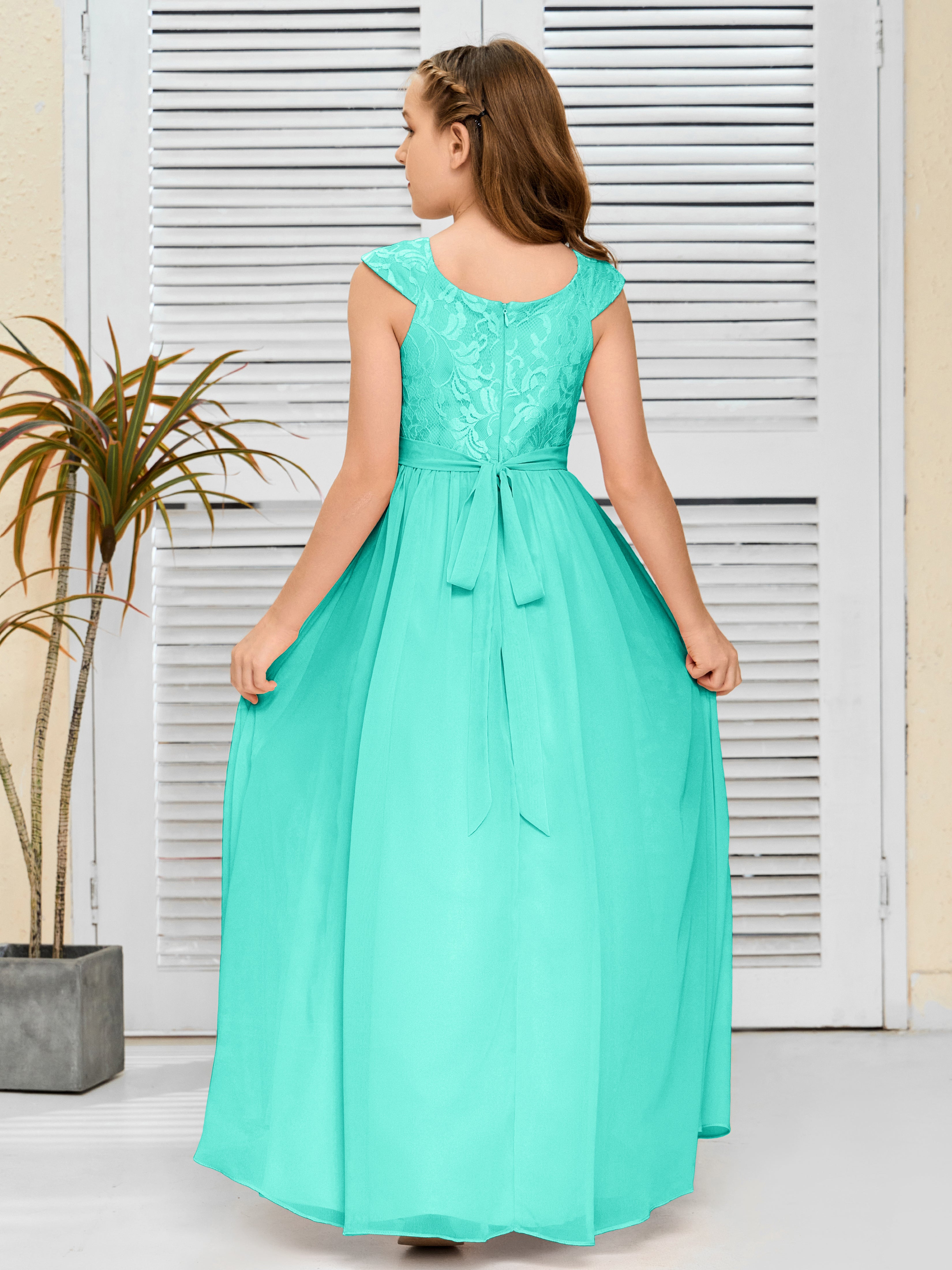A Line Chiffon Lace Junior Bridesmaid Dress