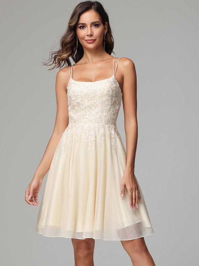 A-line Spaghetti Straps Short Homecoming Dress with Appliques A-line Spaghetti Straps Short Homecoming Dress with Appliques