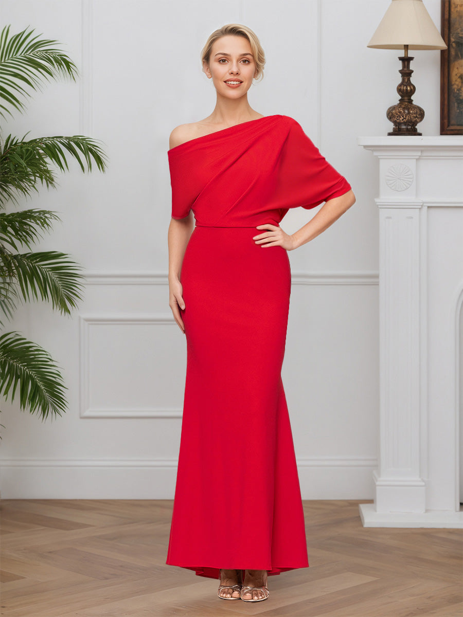 Cicinia Red Mother Of The Bride Dress Long Chiffon Lace A-line Short Sleeves main image 0
