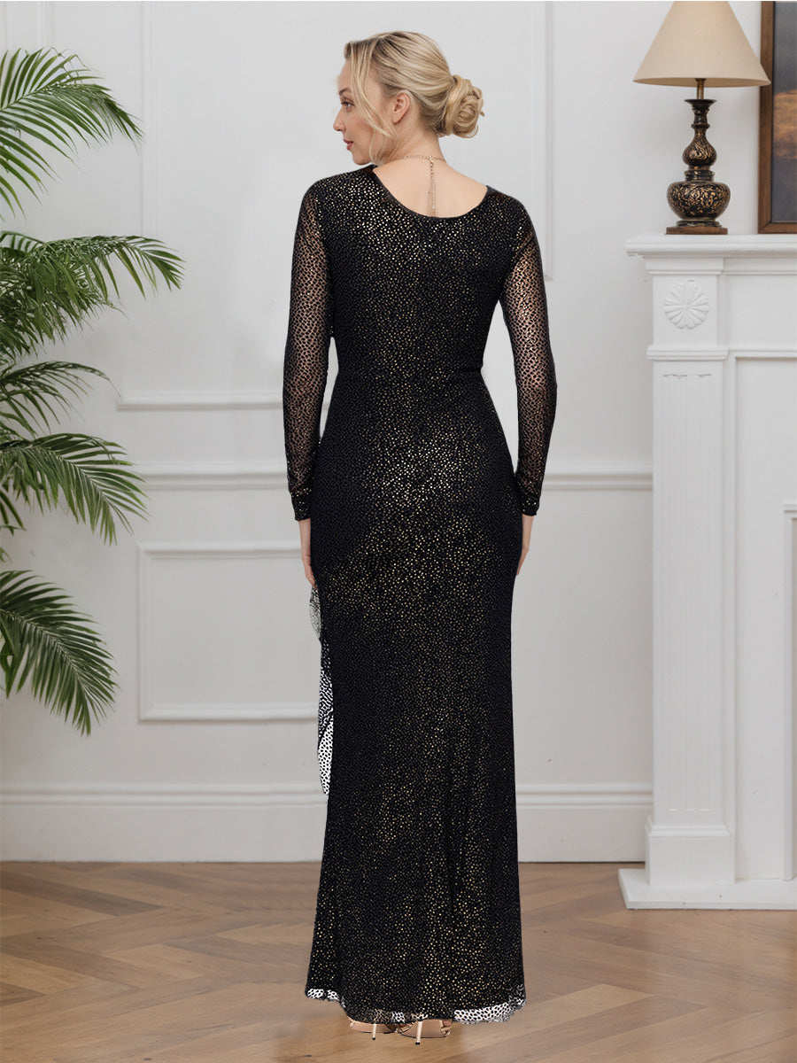 Cicinia Black Mother Of The Groom Dress Long Glitter Fabric Sheath Evening Dresses