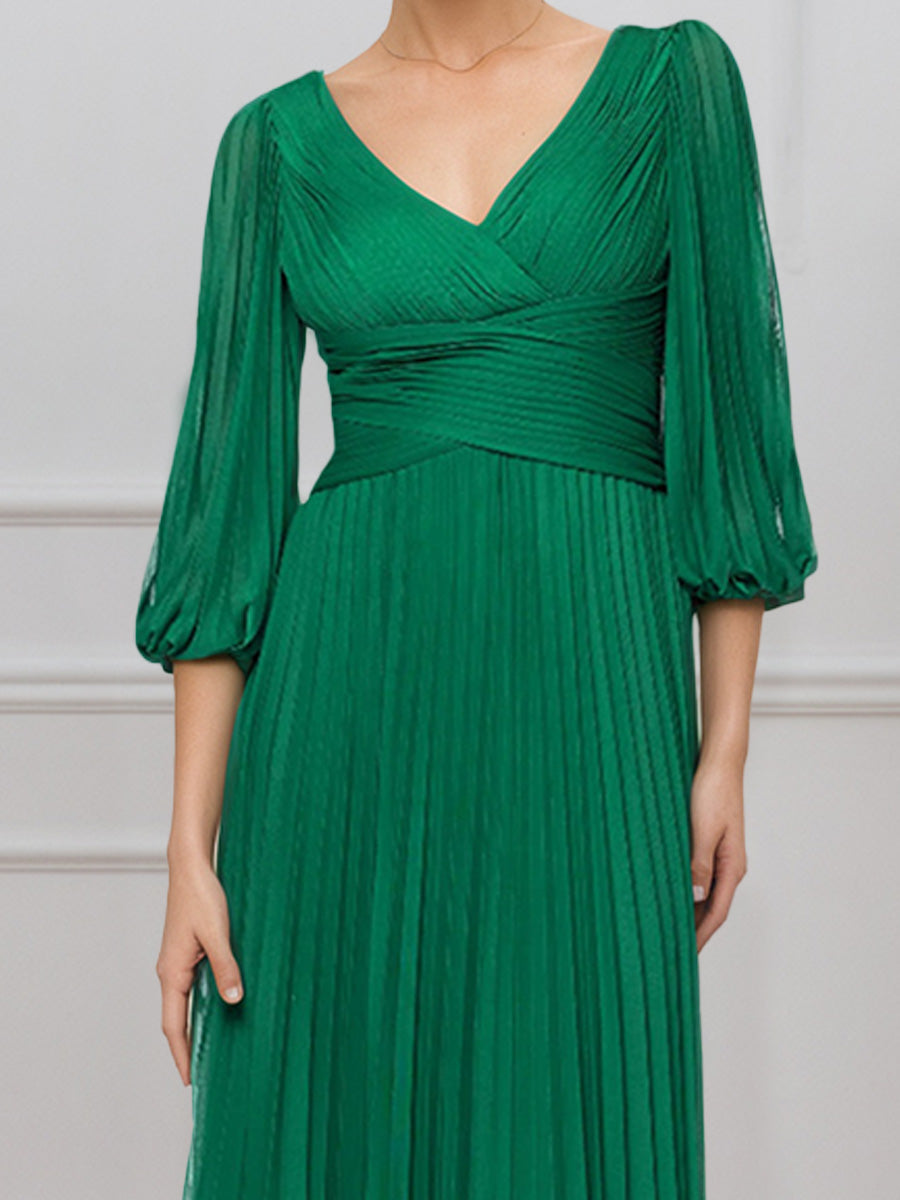 Cicinia Green Mother Of The Bride Dress Long Chiffon V-neck A-line Evening Dresses