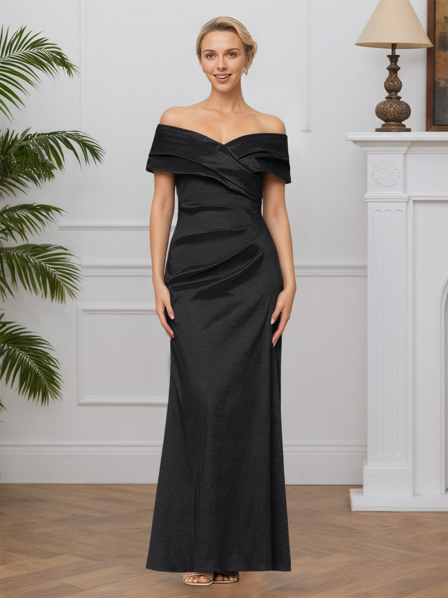 Cicinia Black Mother Of The Groom Dress Long Stretch Satin Sheath Even