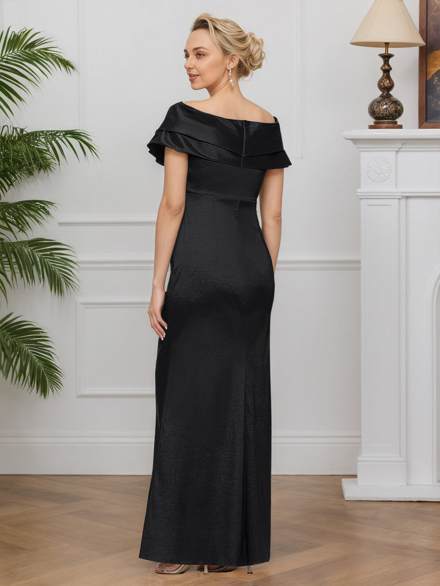 Cicinia Black Mother Of The Groom Dress Long Stretch Satin Sheath Evening Dresses