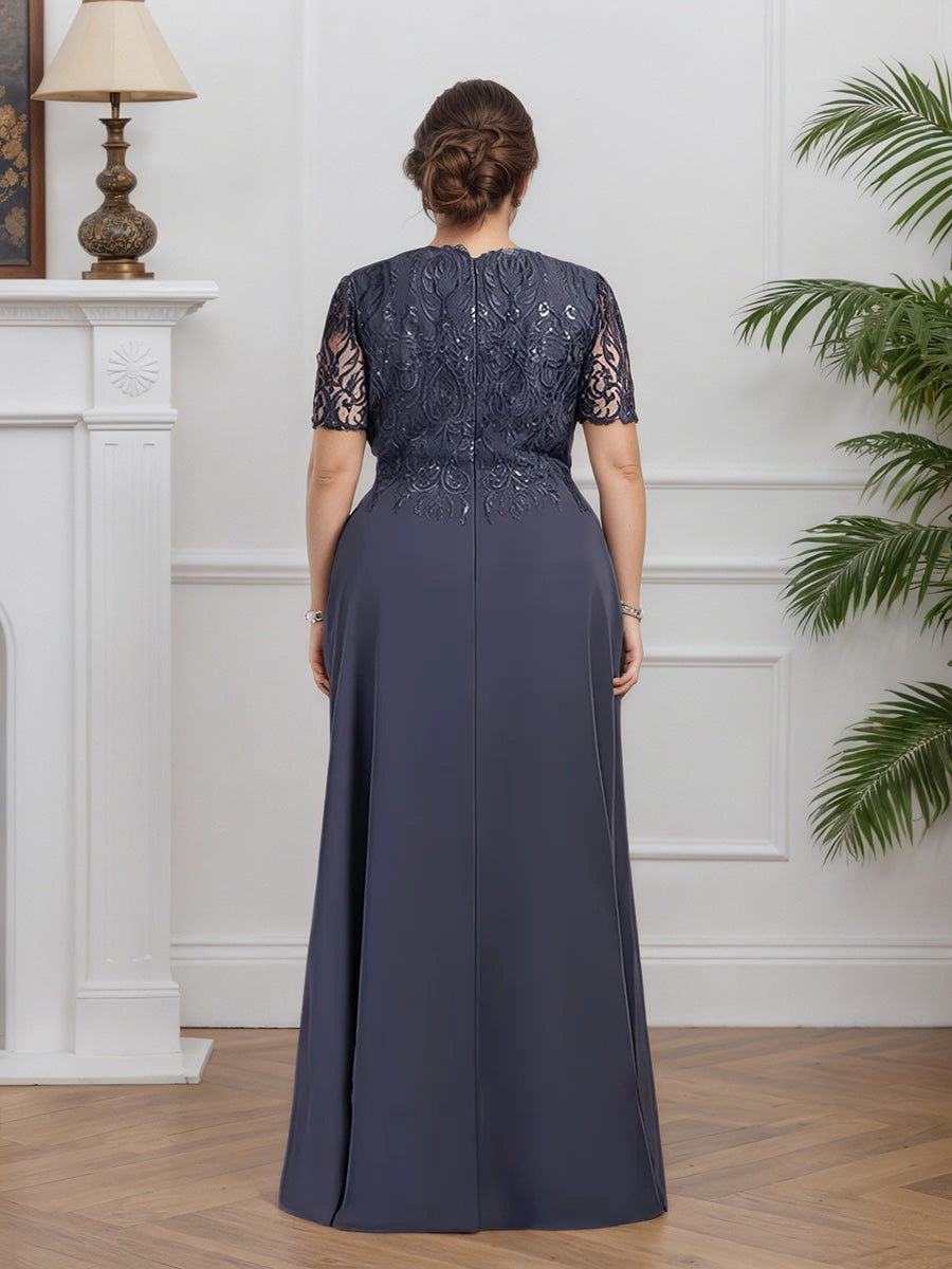 Cicinia Stormy Mother Of The Groom Dress Long Chiffon Lace A-line Zip Back Floor Length Plus Size
