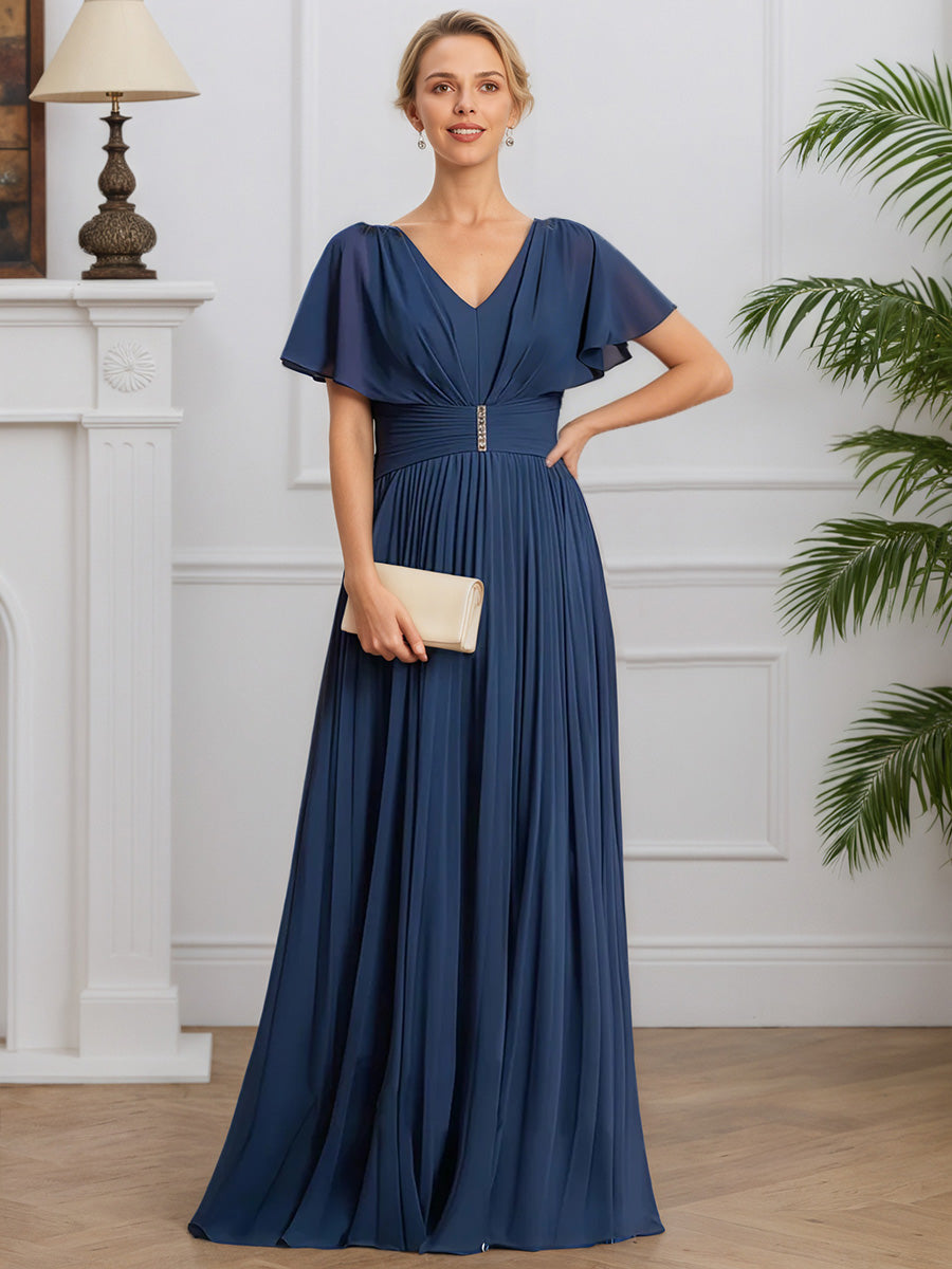 Cicinia Navy Blue Mother Of The Groom Dress Long Chiffon A-line V-neck