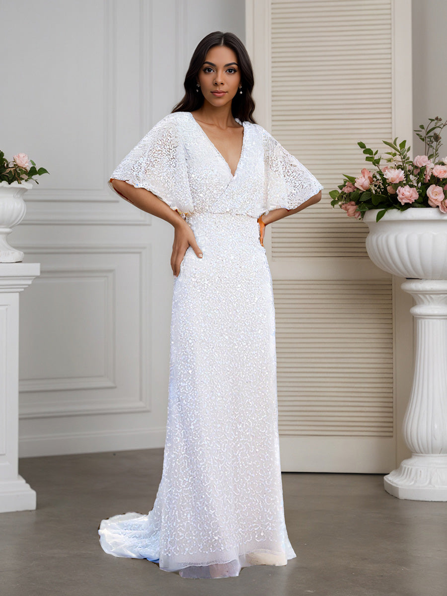 women's beaded dolman-sleeve dress Gorgeous Dolman Sleeve Column V Neck Long Wedding Size:8 1/2 Wide Floor Length Dresser & Chest Hermione Goblet of Fire