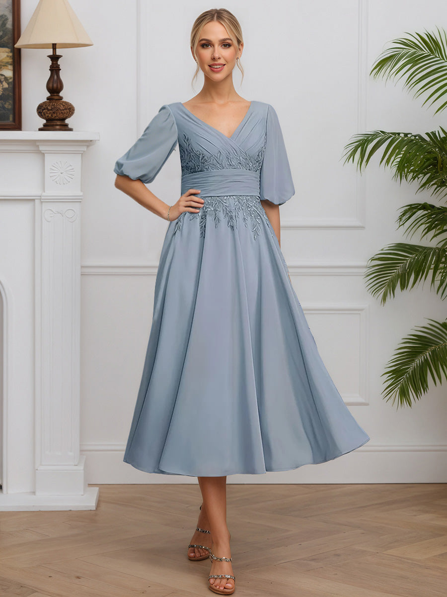 Cicinia Dusty Blue Mother Of The Groom Dress Long Chiffon Lace A-line