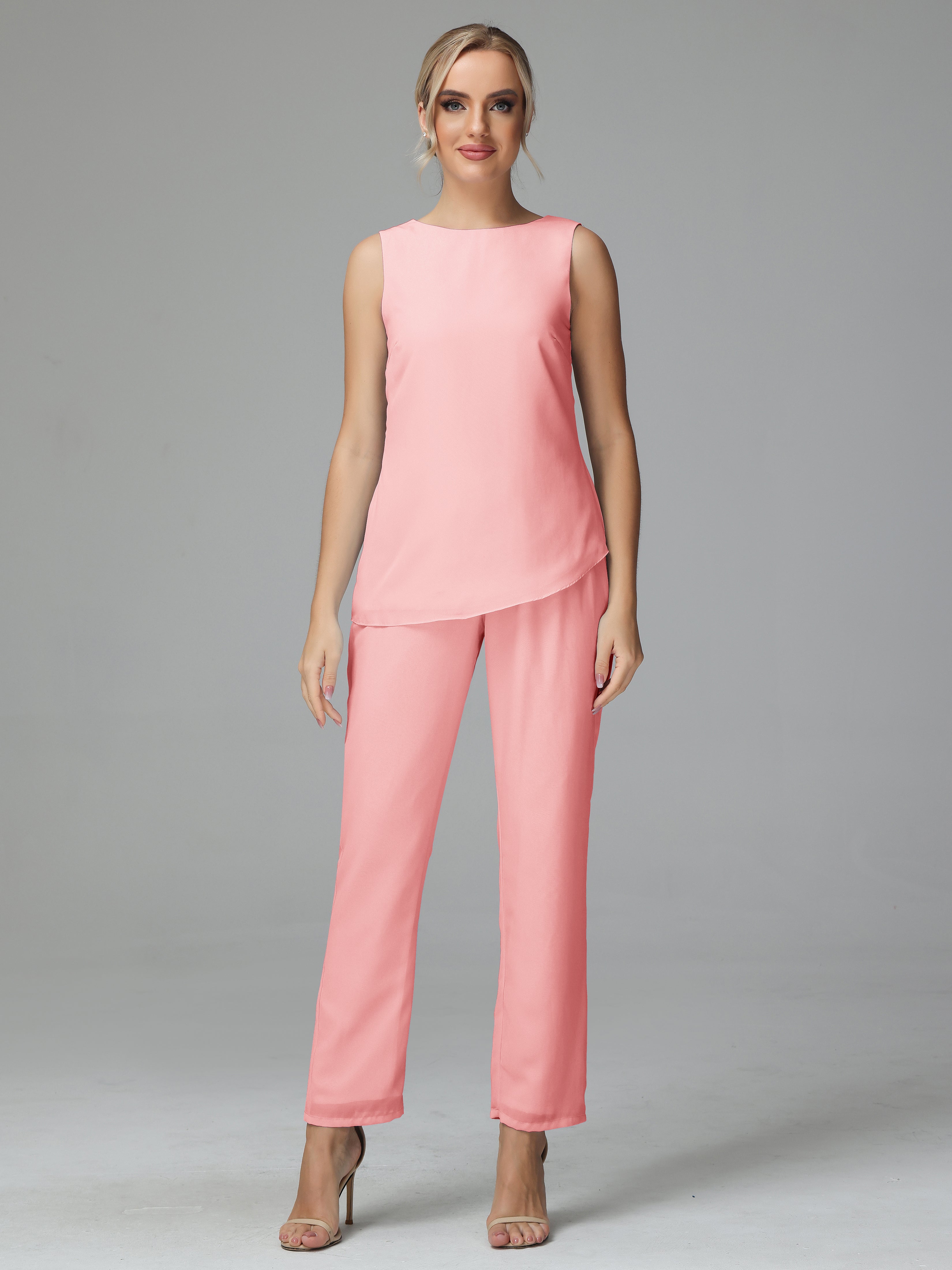 Chiffon Long Sleeves 3 Pieces Mother Of The Bride Dress Pants Suits