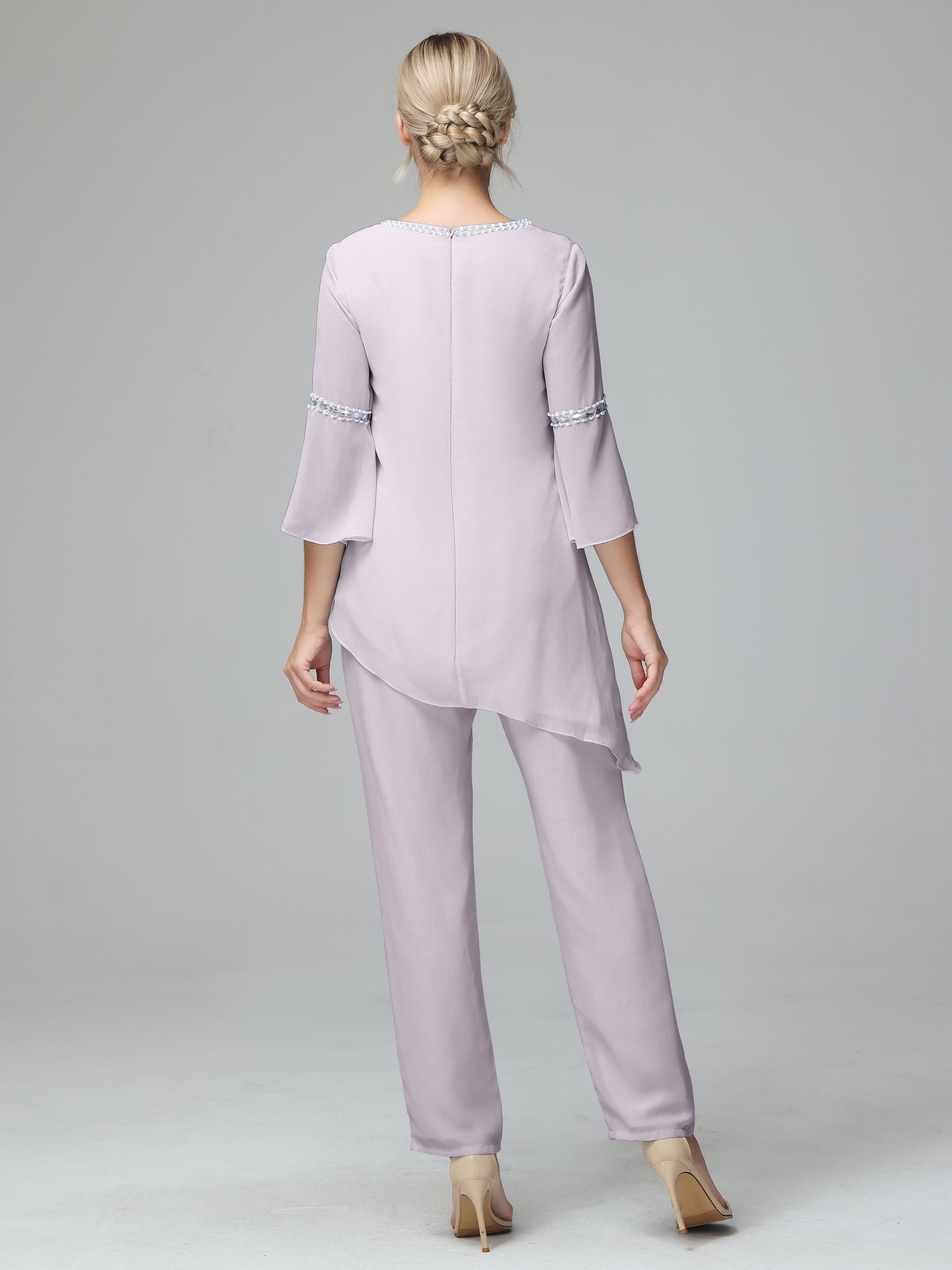 Chiffon Long Sleeves V Neck Mother Of The Bride Dress Pants Suits
