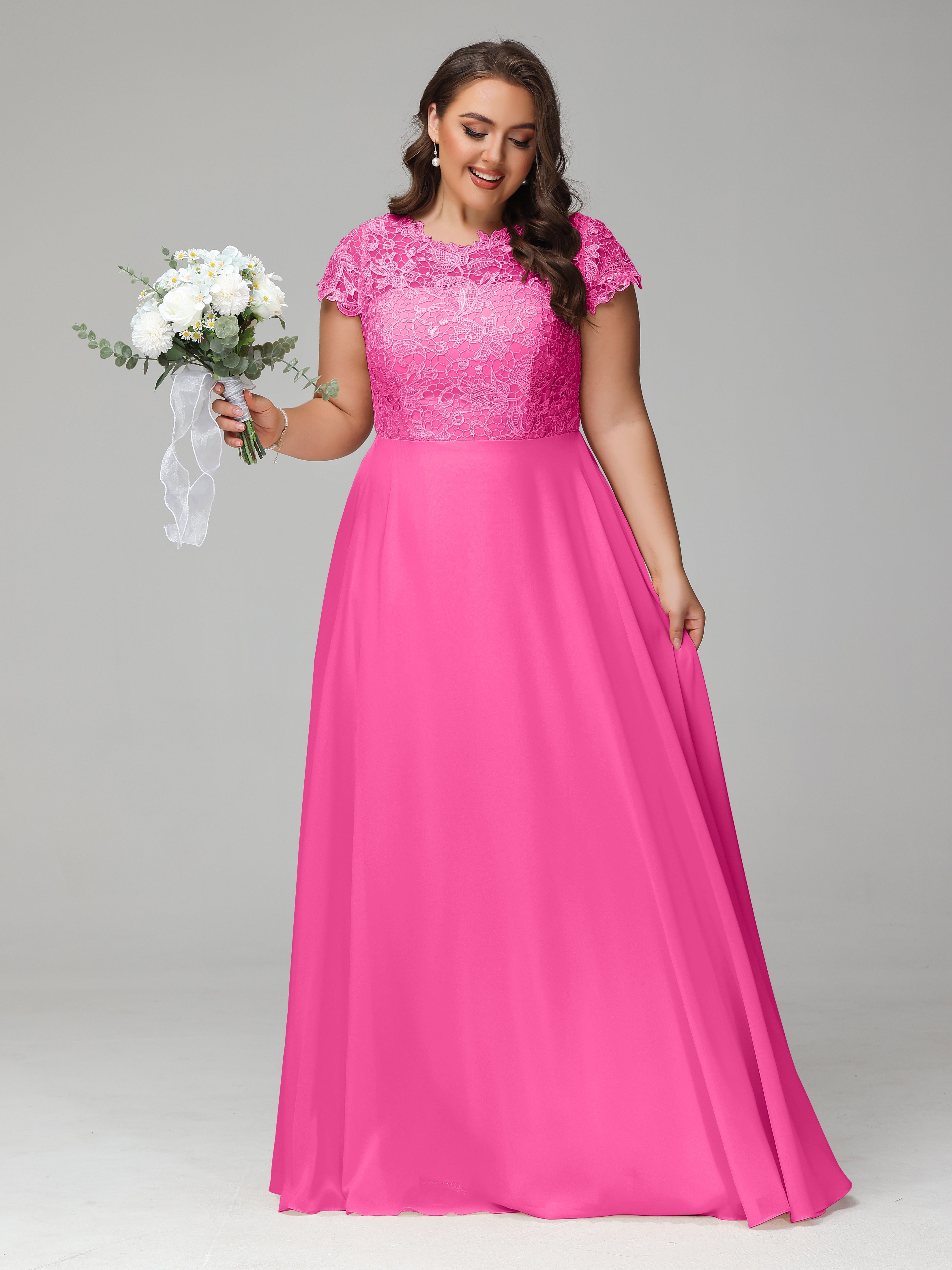 Crew Neck Delicate Chiffon Plus Size Mother of the Groom Dresses