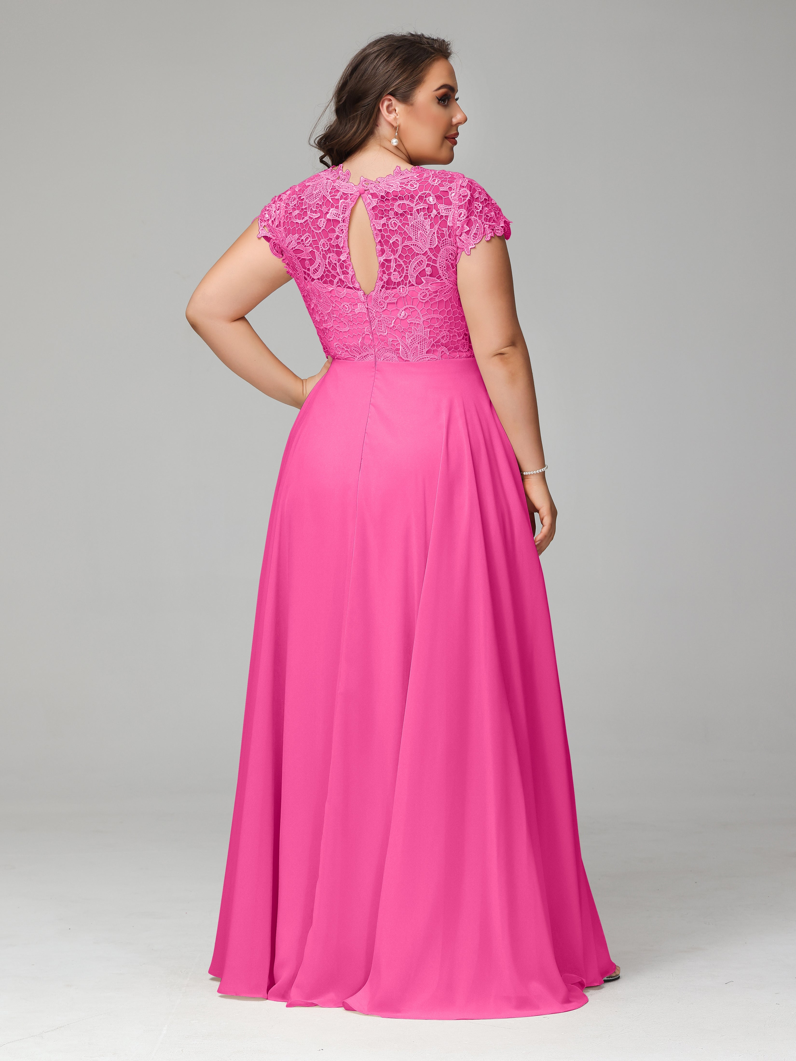 Crew Neck Delicate Chiffon Plus Size Mother of the Groom Dresses