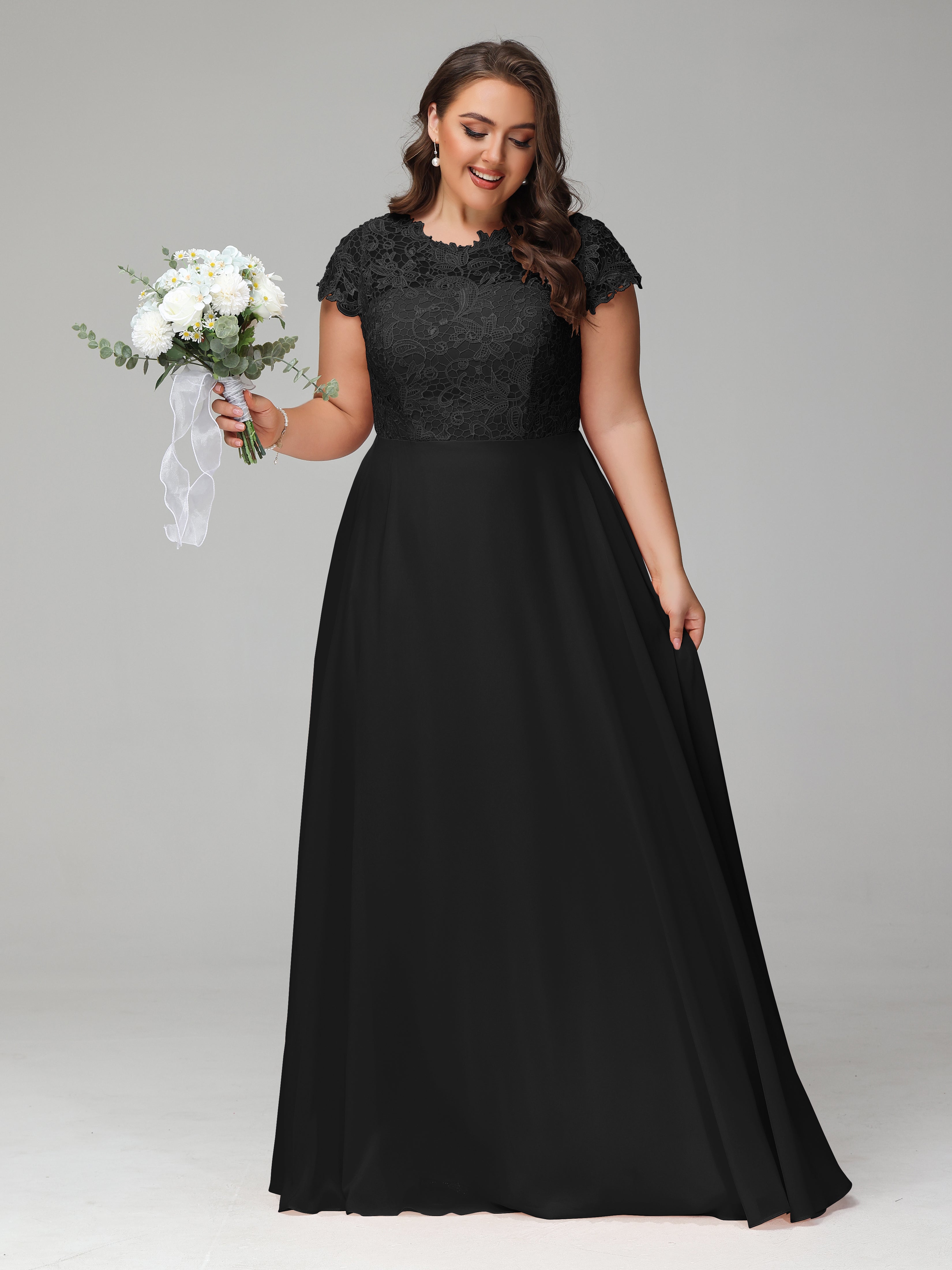 Crew Neck Delicate Chiffon Plus Size Mother of the Groom Dresses