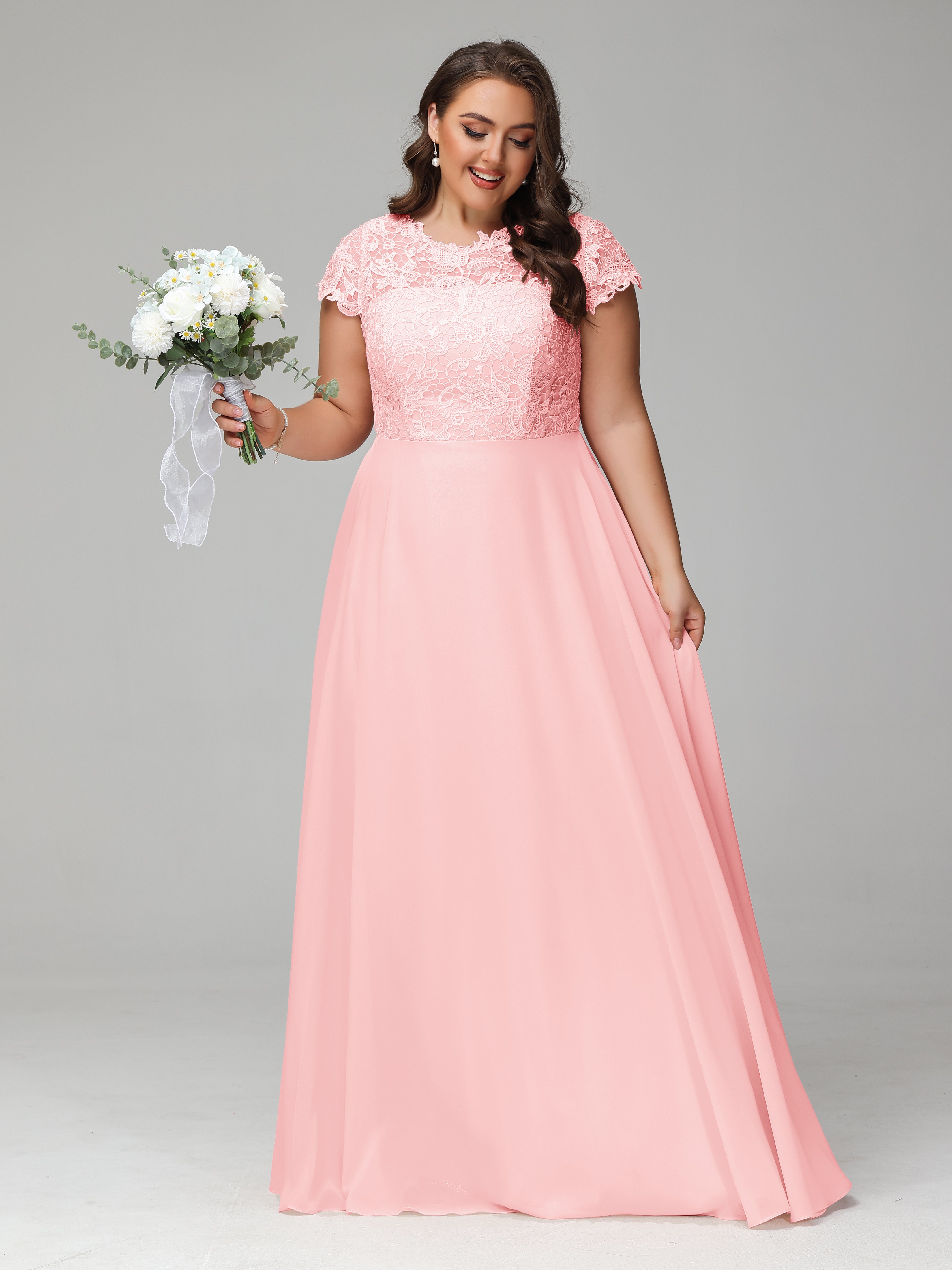 Crew Neck Delicate Chiffon Plus Size Mother of the Groom Dresses