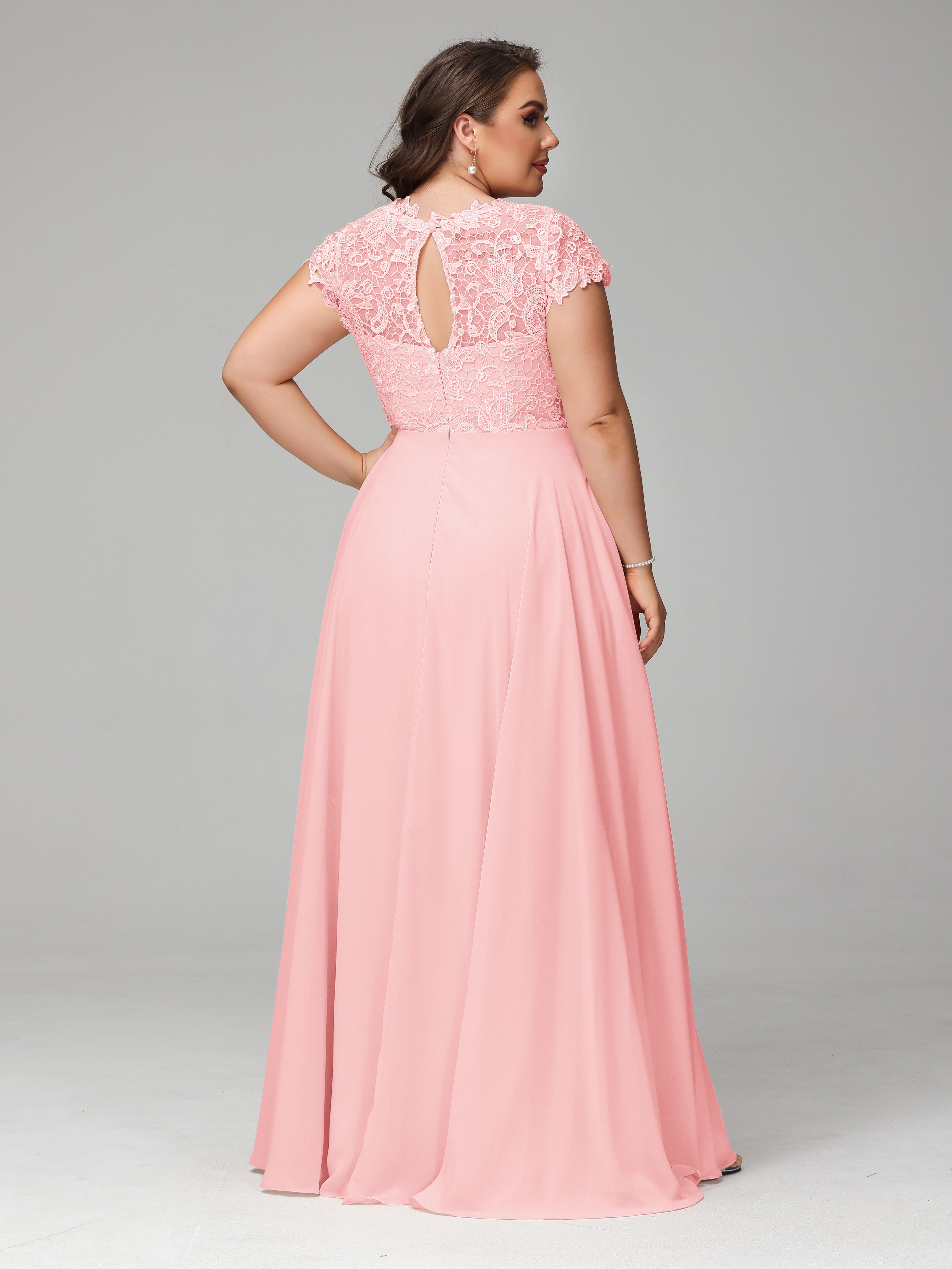 Crew Neck Delicate Chiffon Plus Size Mother of the Groom Dresses