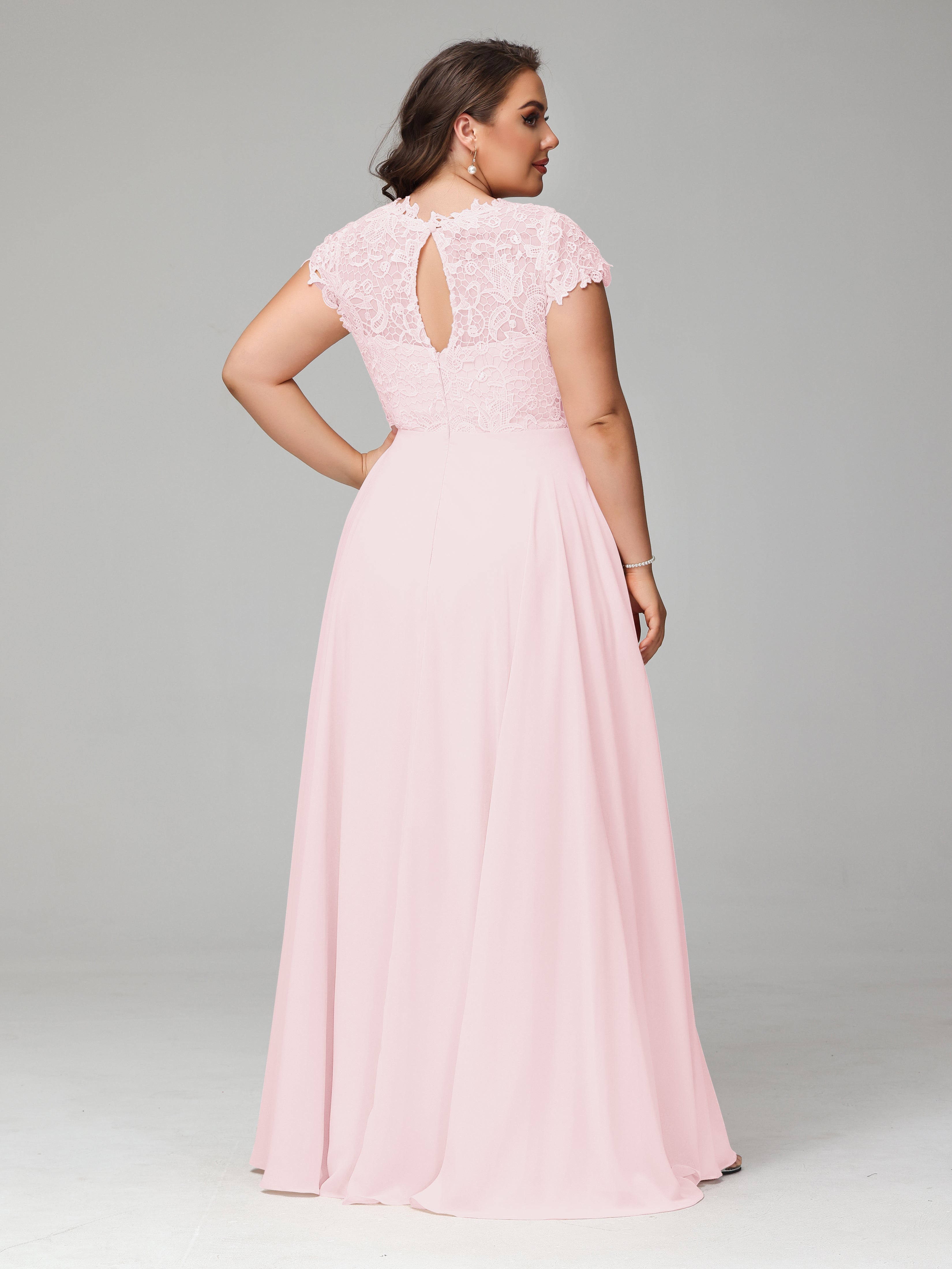 Crew Neck Delicate Chiffon Plus Size Mother of the Groom Dresses