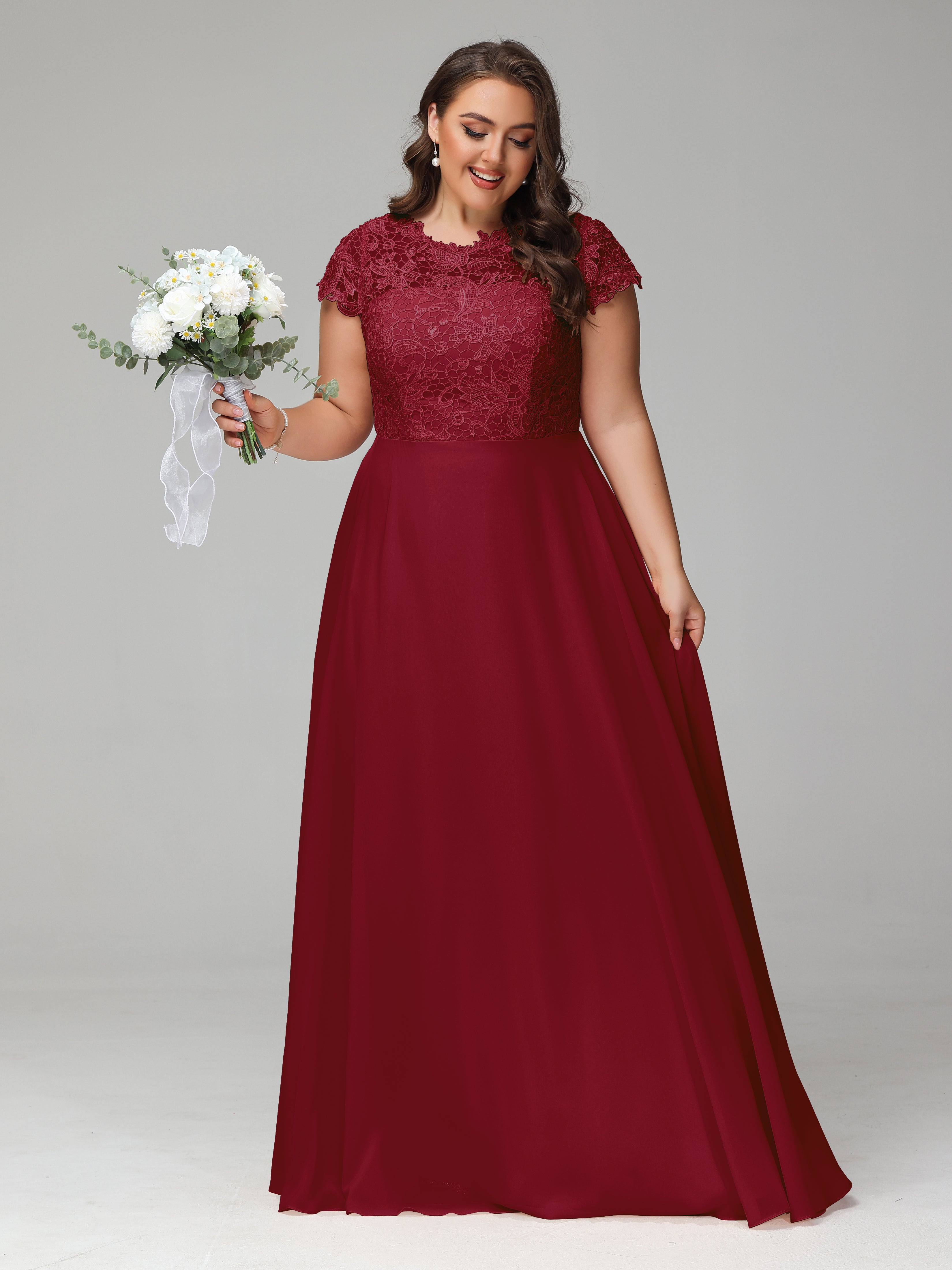 Crew Neck Delicate Chiffon Plus Size Mother of the Groom Dresses